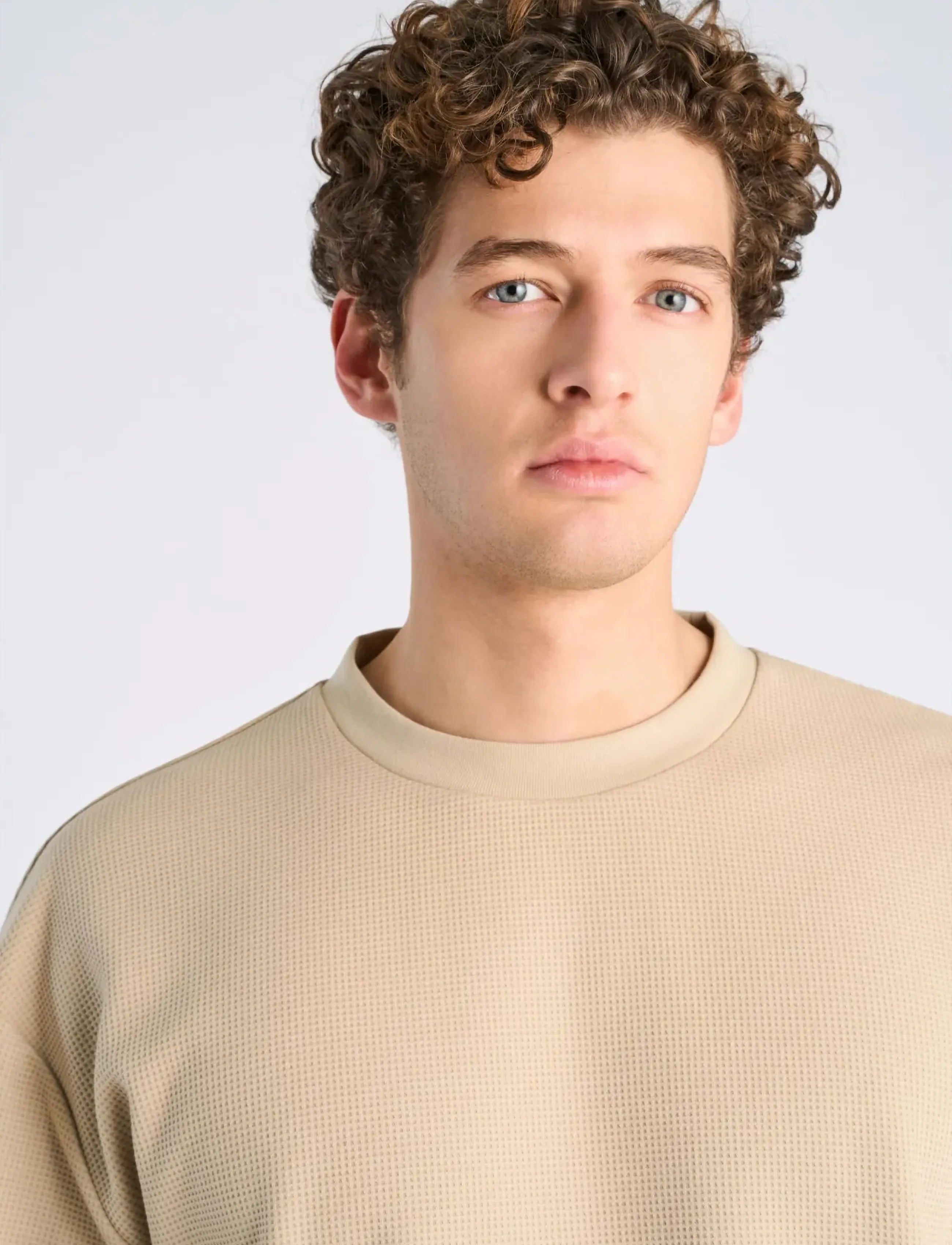Lindbergh - Oversize waffle tee - kortärmade t-shirts - sand - 5