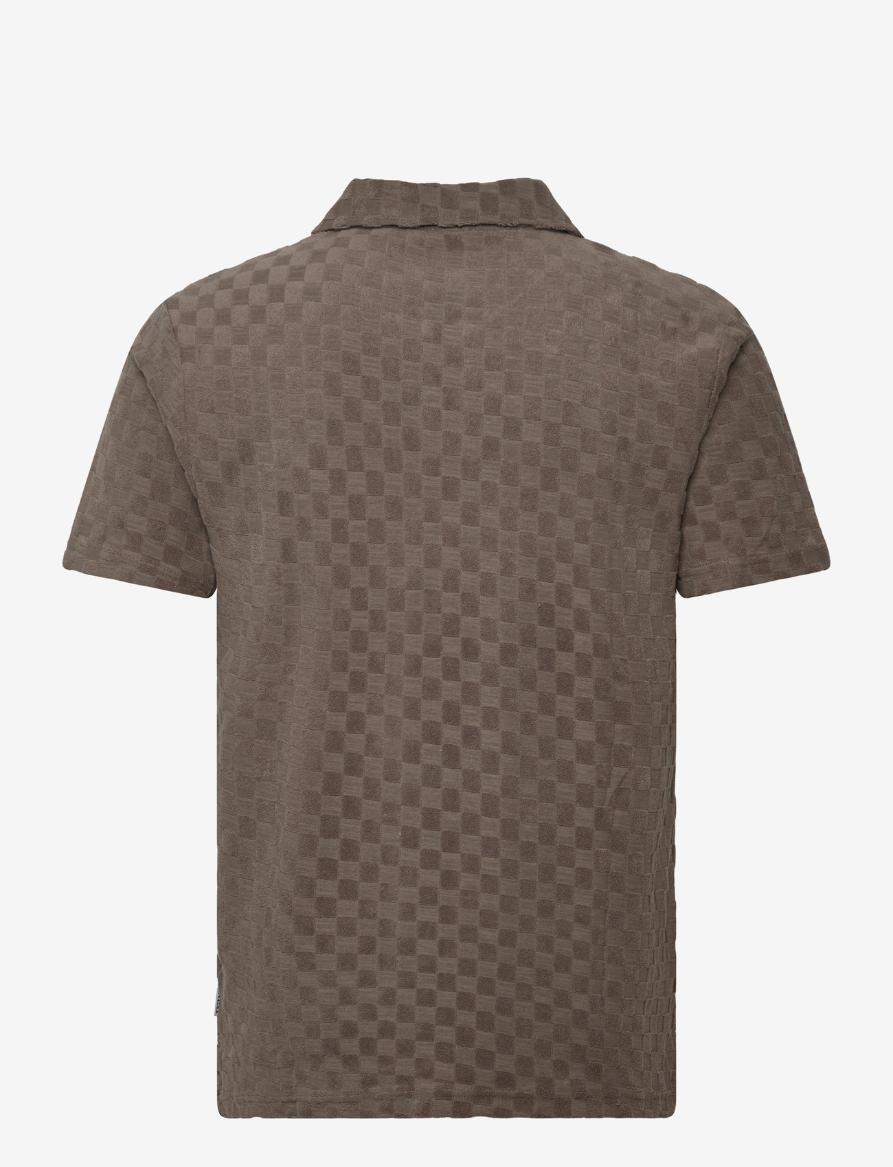 Lindbergh - Checkered towel v-neck polo S/S - kortærmede poloer - dk stone - 2