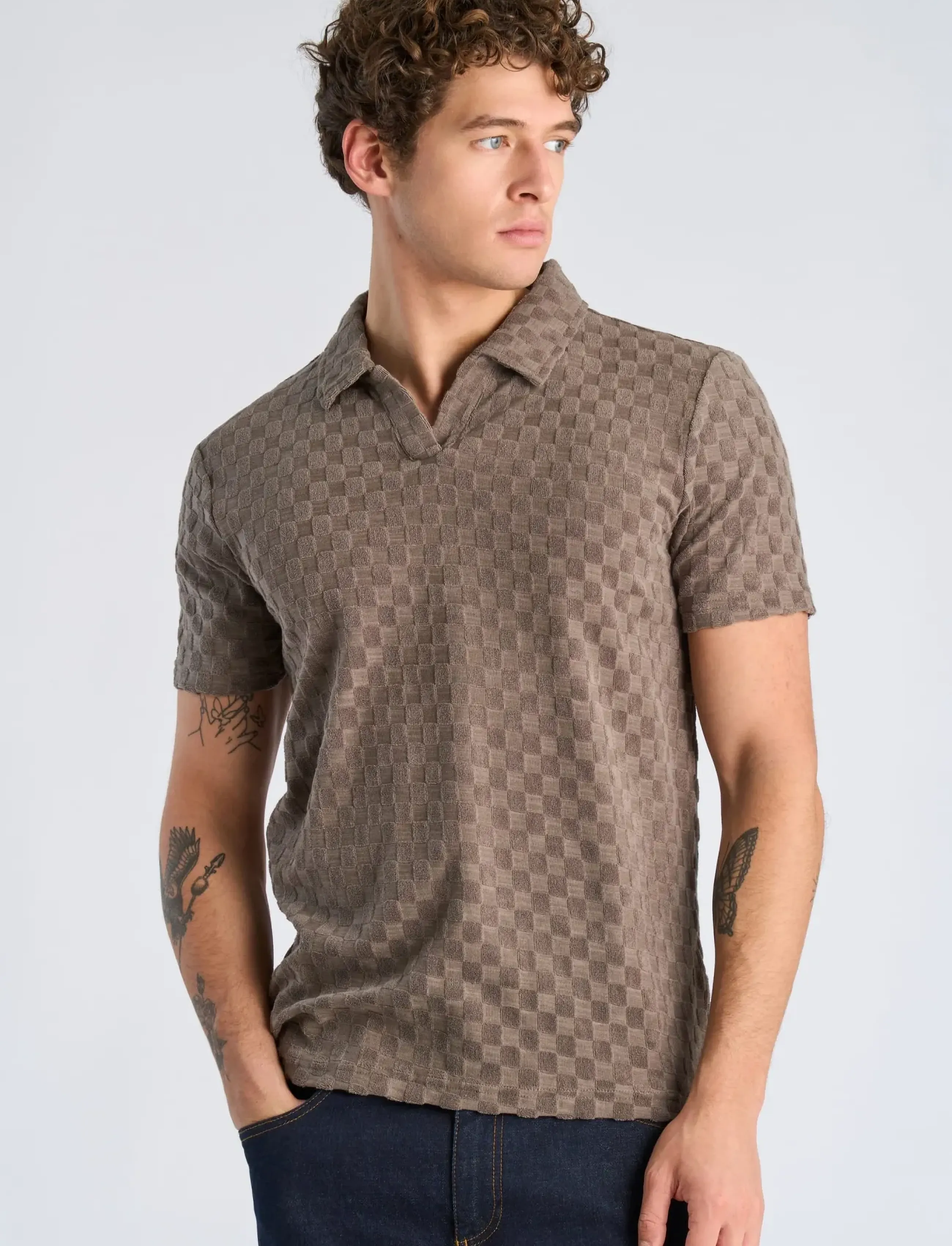 Checkered Towel V-Neck Polo S/S 2