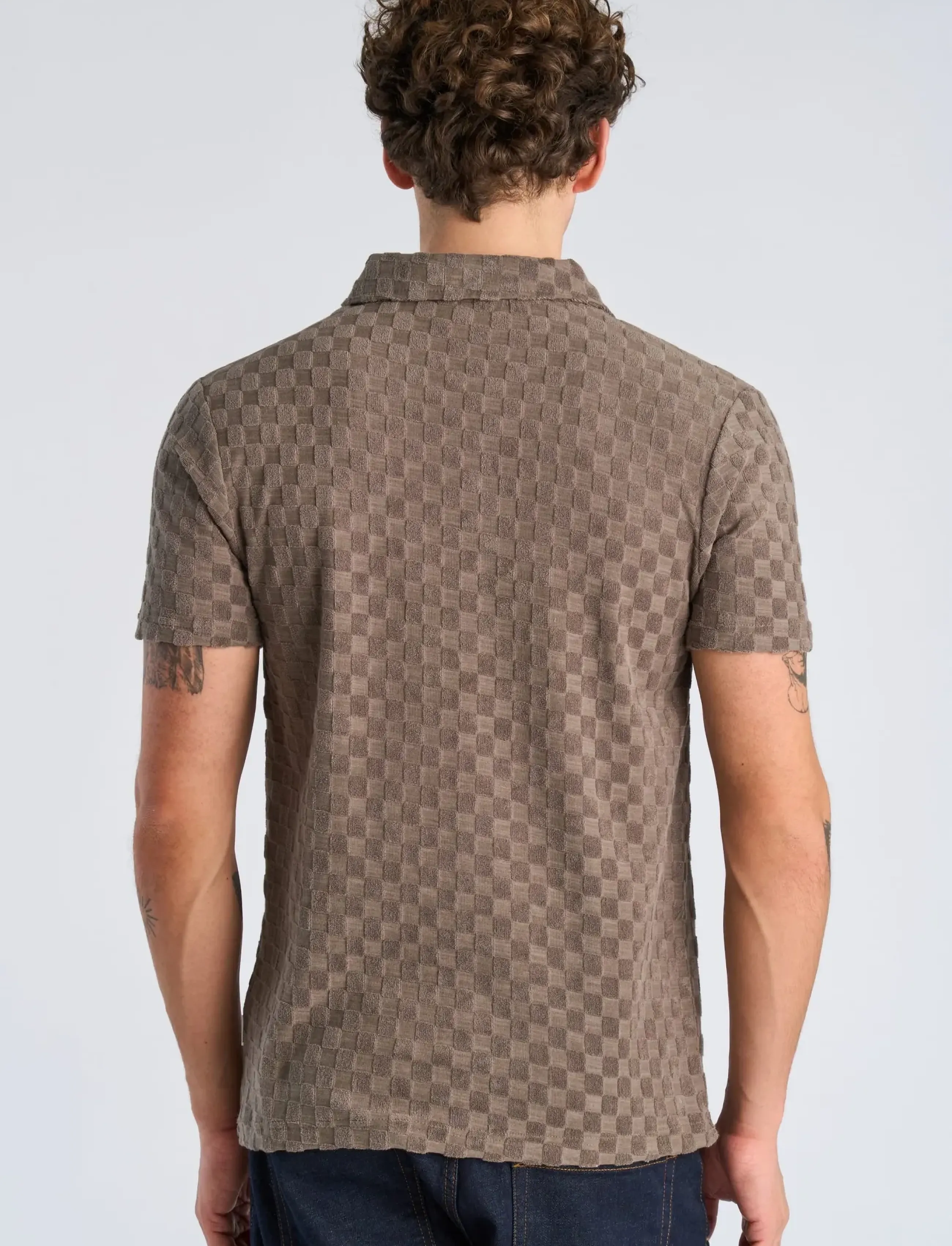 Checkered Towel V-Neck Polo S/S 3