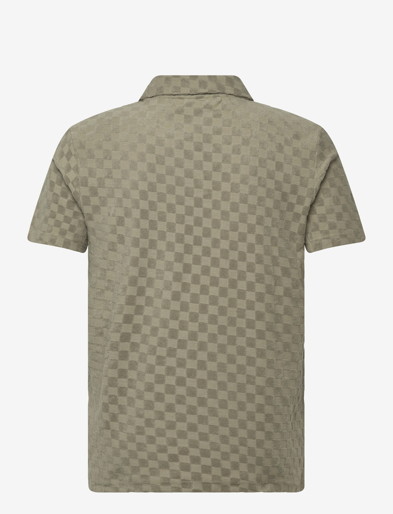 Lindbergh - Checkered towel v-neck polo S/S - kortærmede poloer - dusty olive - 2