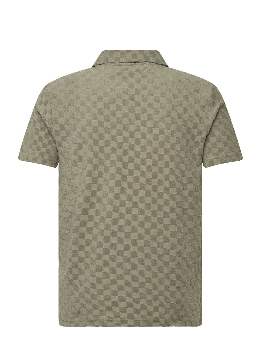 Lindbergh - Checkered towel v-neck polo S/S - kurzärmelig - dusty olive - 2