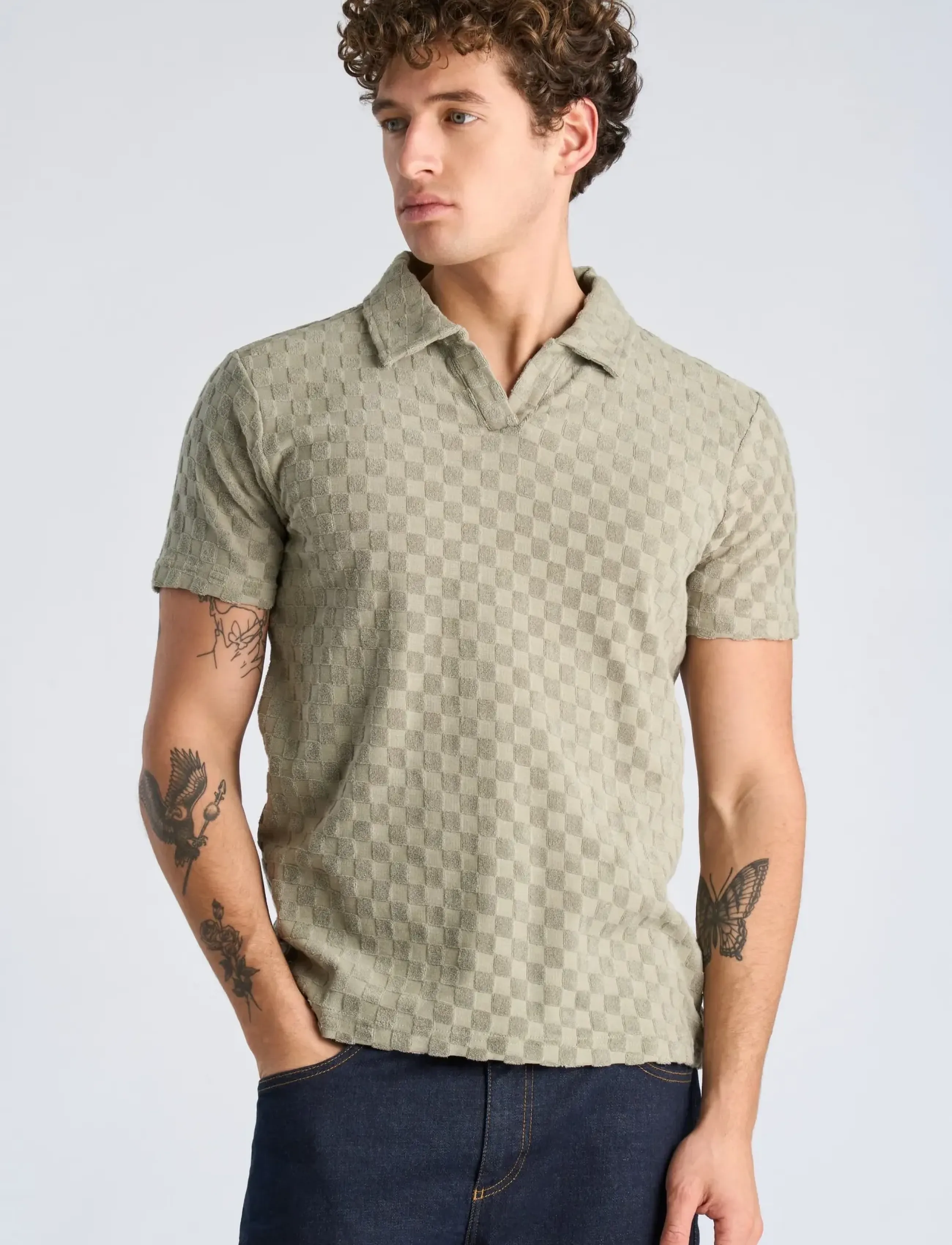 Checkered Towel V-Neck Polo S/S 2