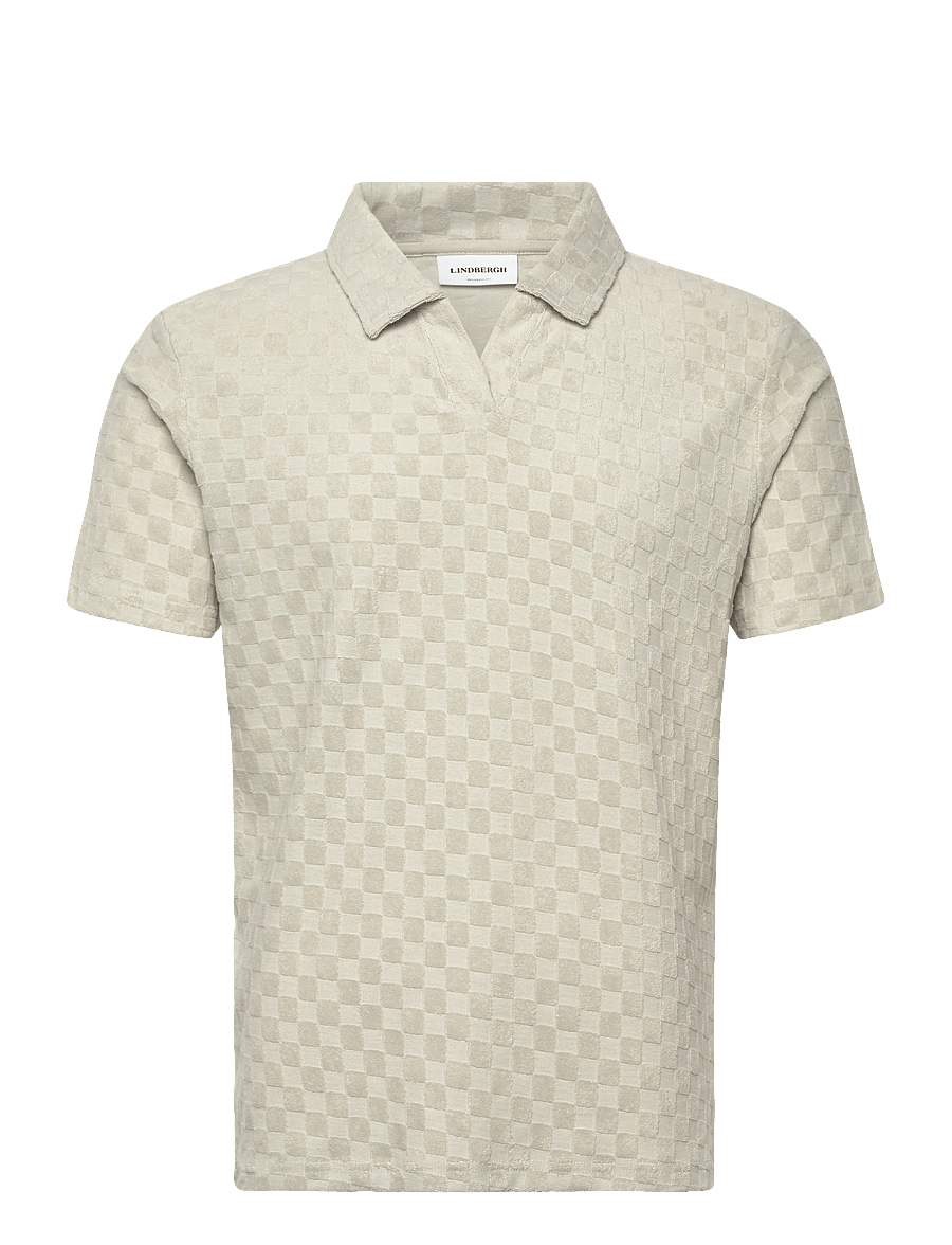 Lindbergh - Checkered towel v-neck polo S/S - kurzärmelig - fair grey - 1