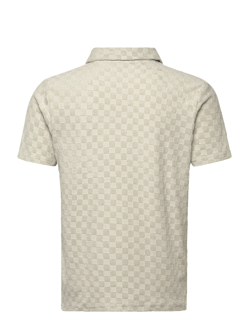 Lindbergh - Checkered towel v-neck polo S/S - kortærmede poloer - fair grey - 2