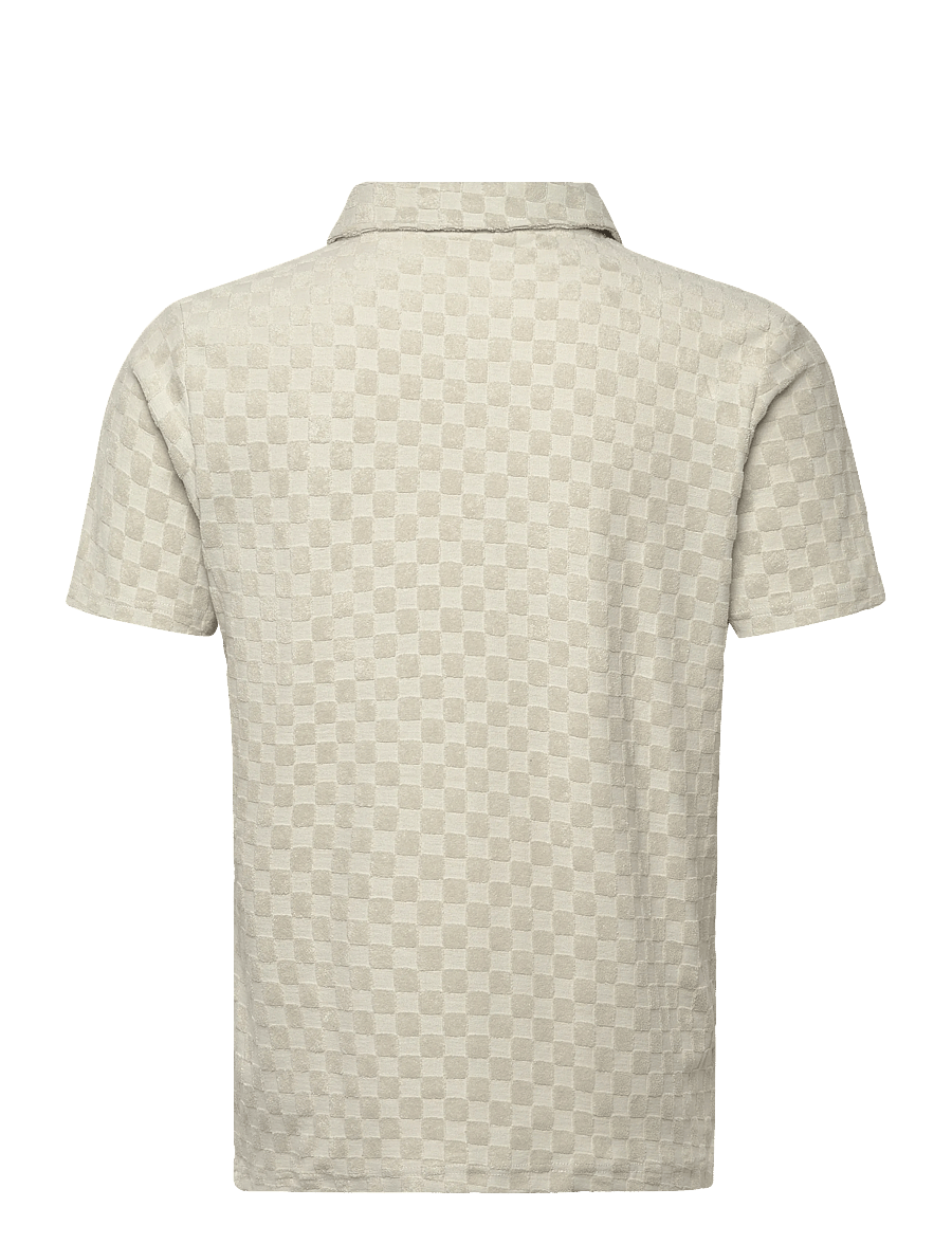 Lindbergh - Checkered towel v-neck polo S/S - kurzärmelig - fair grey - 2