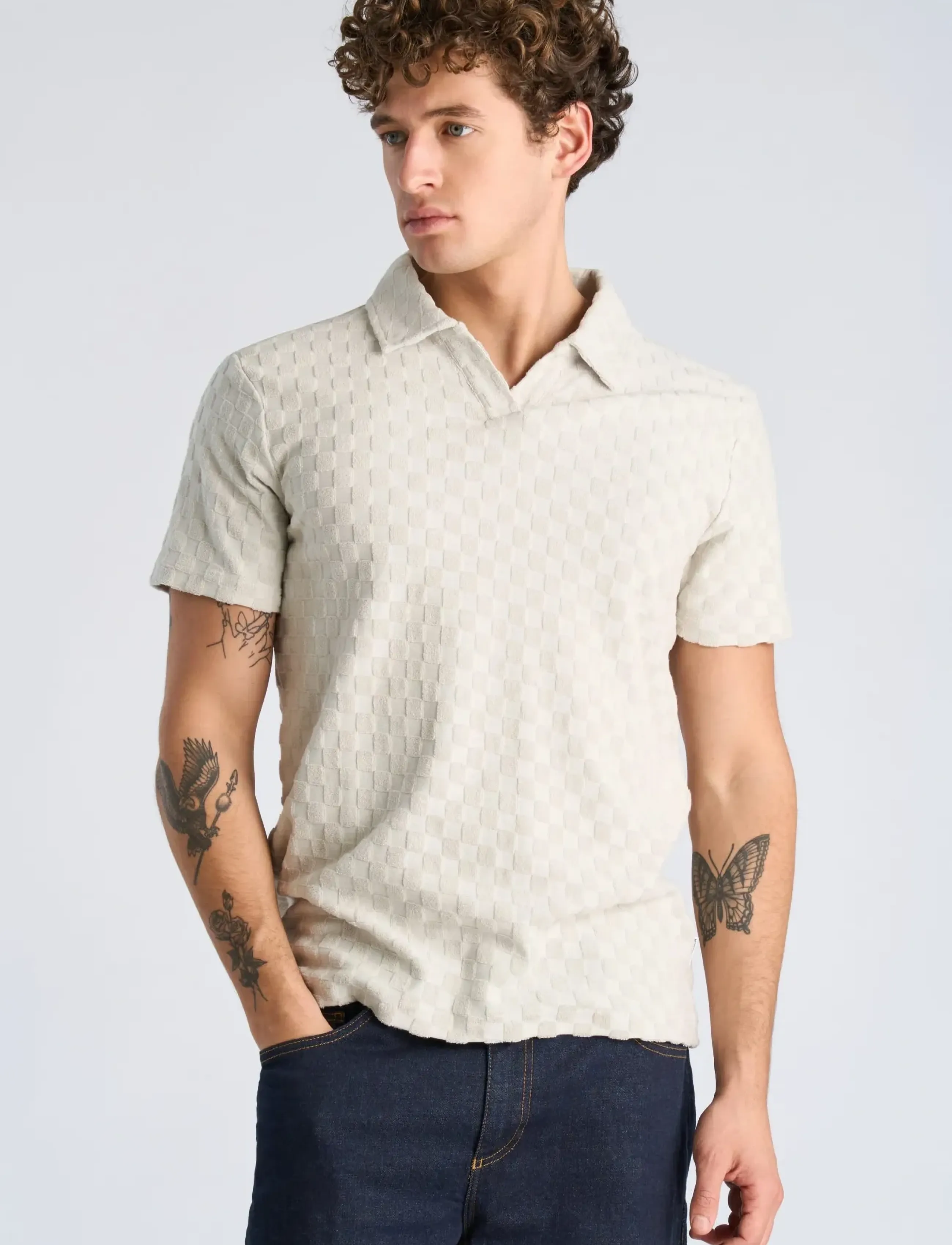 Checkered Towel V-Neck Polo S/S 2