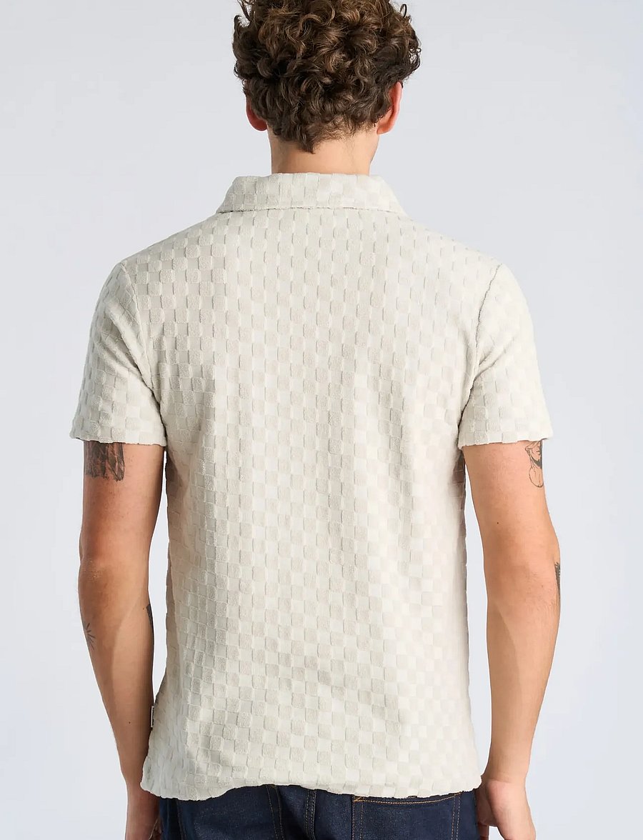 Lindbergh - Checkered towel v-neck polo S/S - kurzärmelig - fair grey - 4