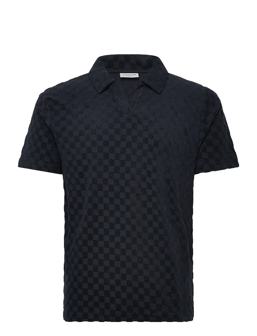 Lindbergh - Checkered towel v-neck polo S/S - kortærmede poloer - navy - 1
