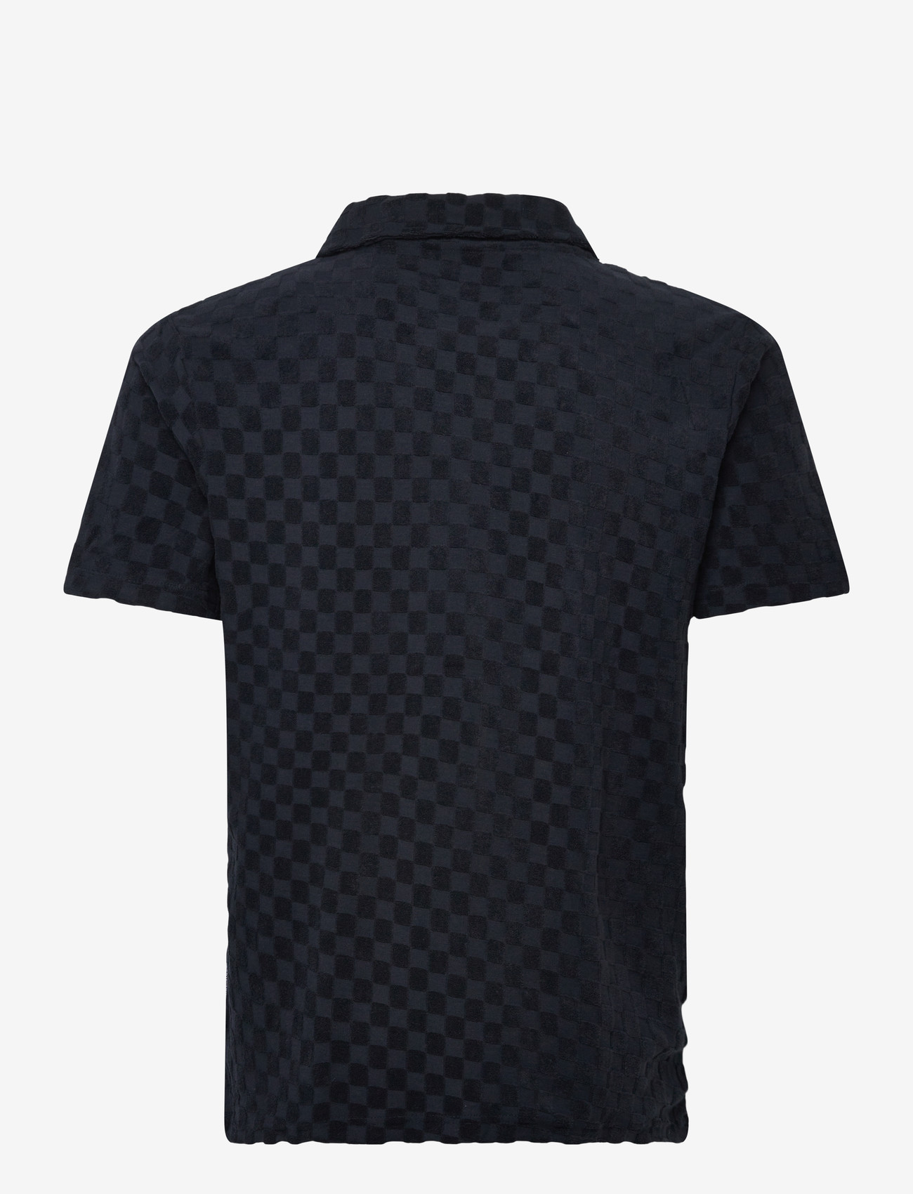 Lindbergh - Checkered towel v-neck polo S/S - short-sleeved polos - navy - 2