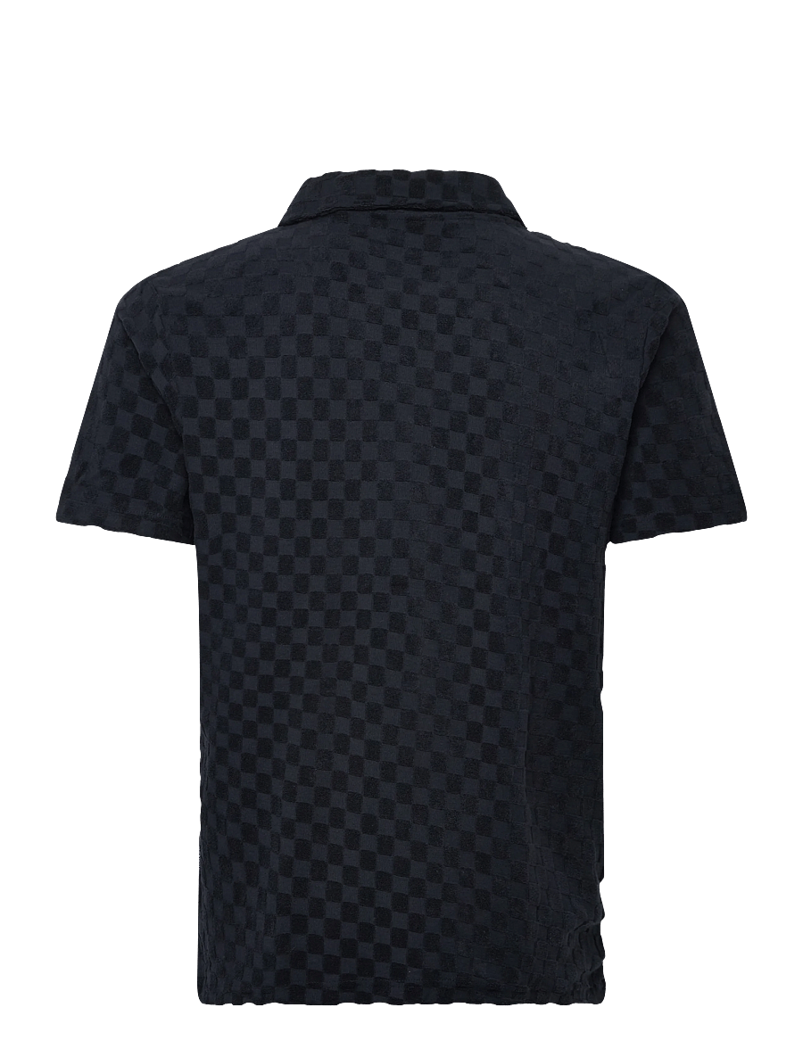 Lindbergh - Checkered towel v-neck polo S/S - kortærmede poloer - navy - 2