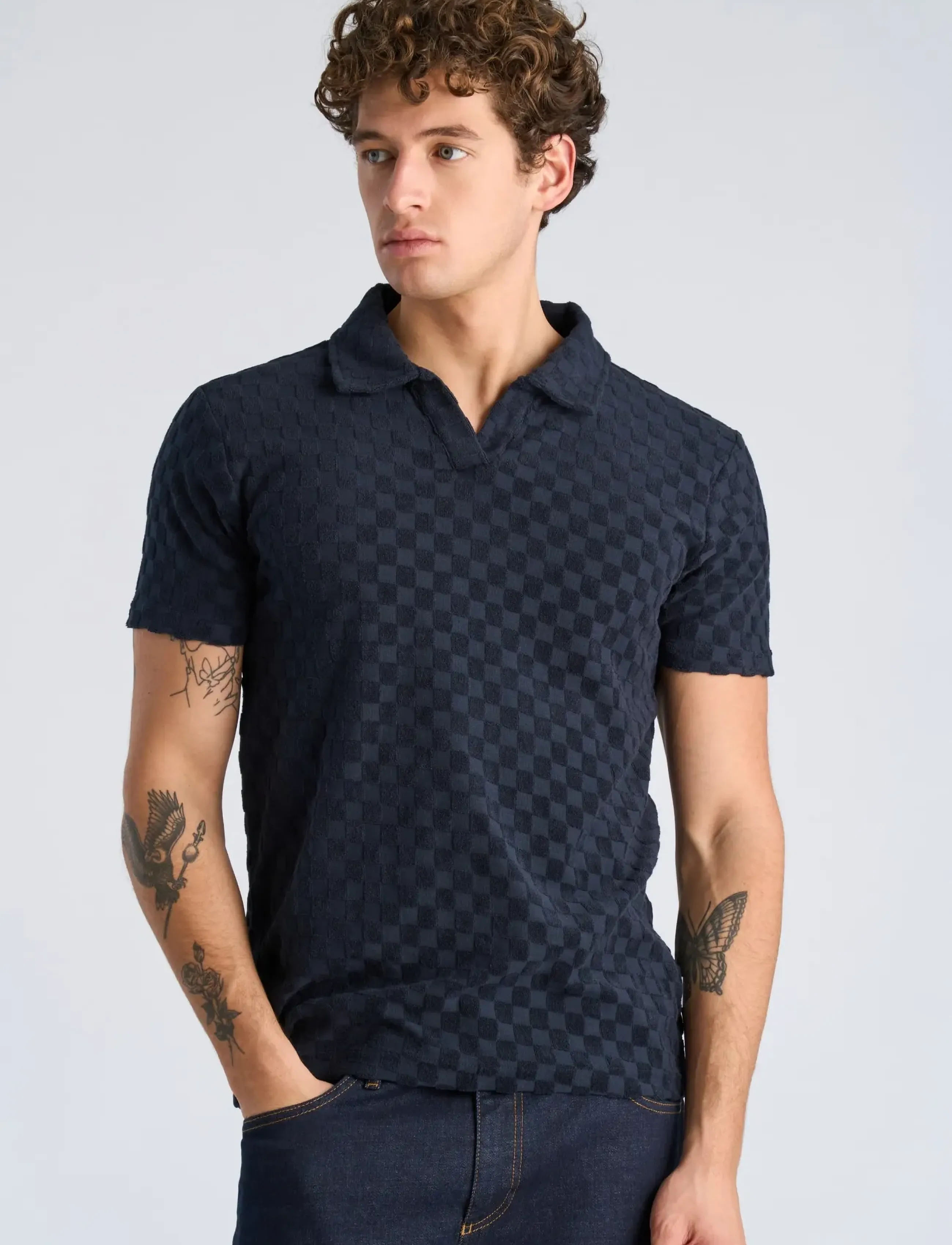 Checkered Towel V-Neck Polo S/S 2