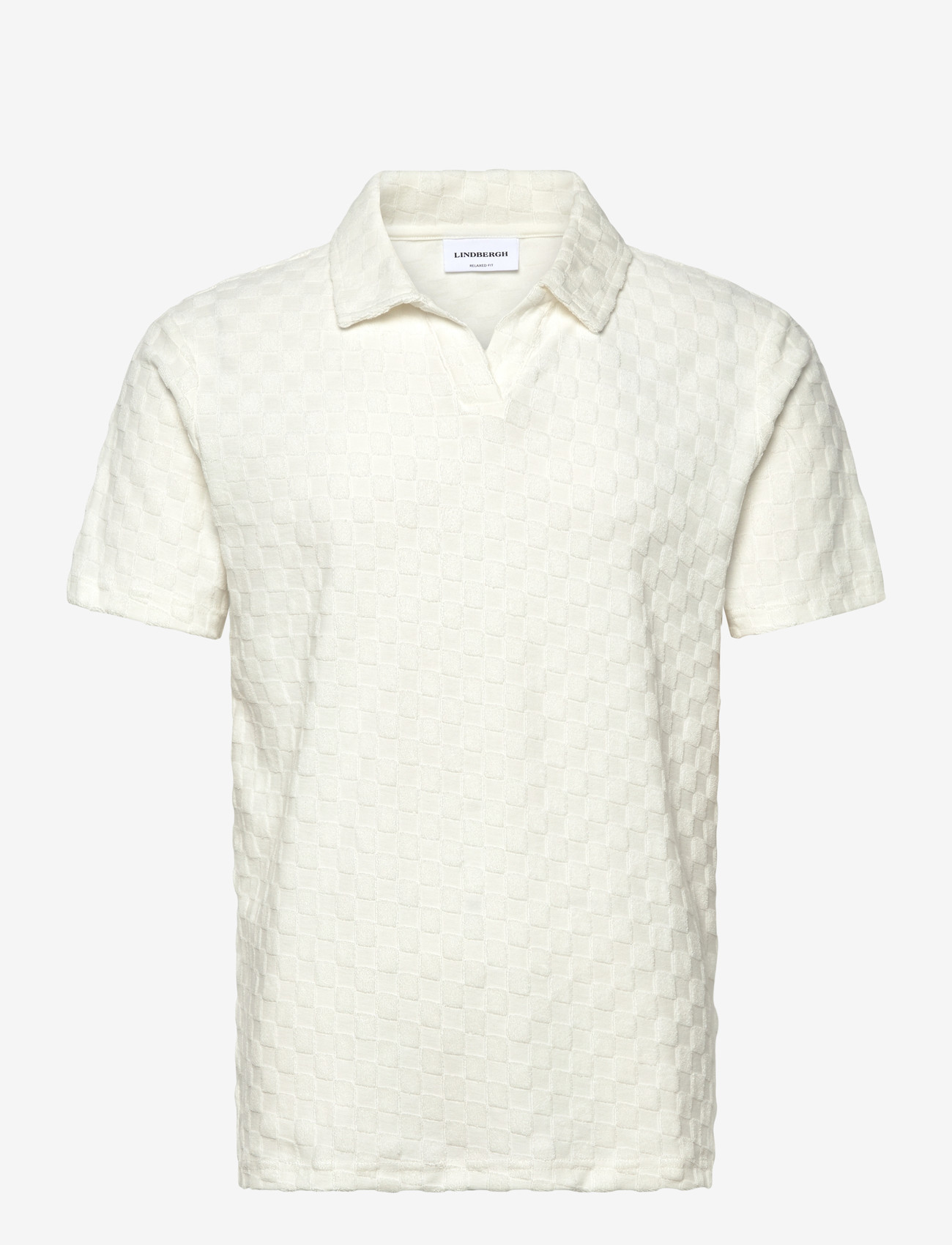 Lindbergh - Checkered towel v-neck polo S/S - lühikeste varrukatega polod - off white - 1