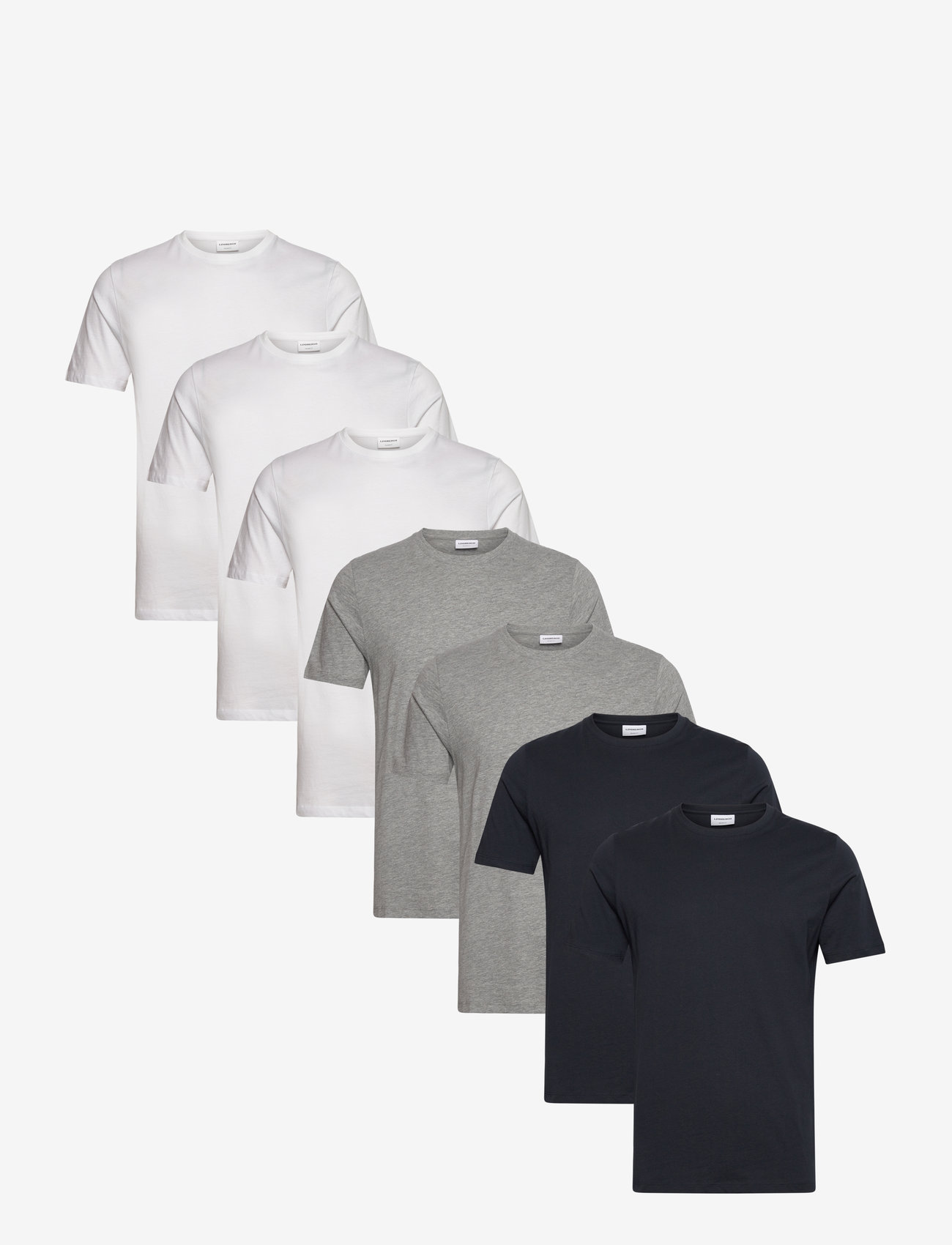 Lindbergh - Basic o-neck tee S/S 7 pack - t-shirts im multipack - wh-gr-na - 0