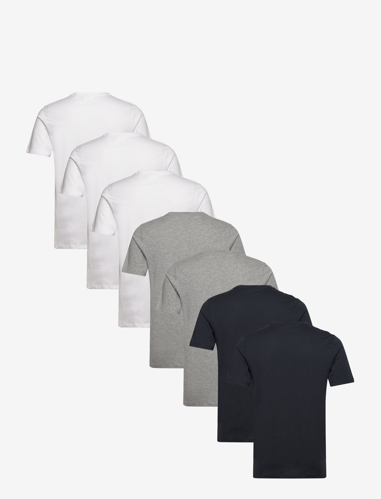 Lindbergh - Basic o-neck tee S/S 7 pack - t-shirts im multipack - wh-gr-na - 1