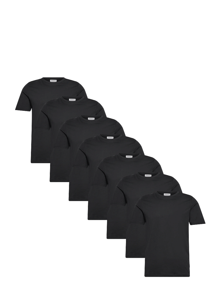 Lindbergh - Basic o-neck tee S/S 7 pack - t-shirts im multipack - black - 0