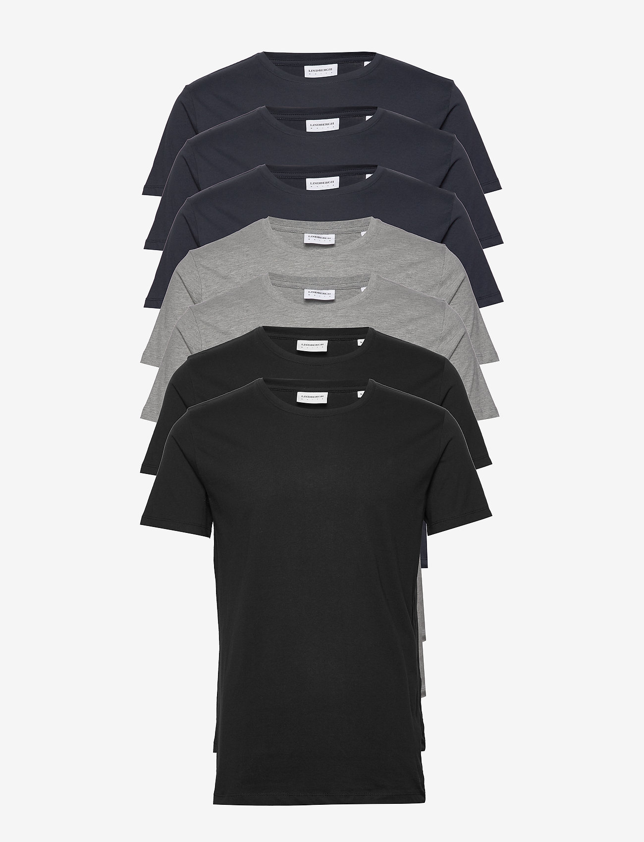 Lindbergh - Basic o-neck tee S/S 7 pack - autumn clothing - bl-gr-na - 1