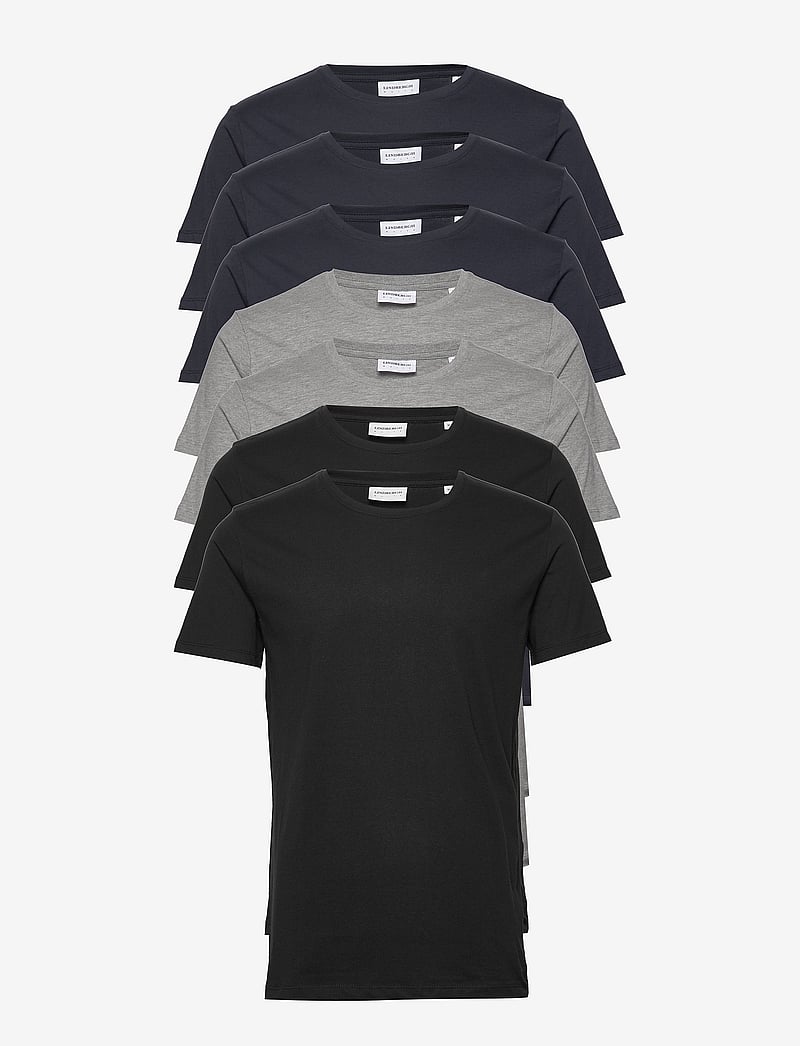 Lindbergh - Basic o-neck tee S/S 7 pack - multipack t-shirts - bl-gr-na - 1