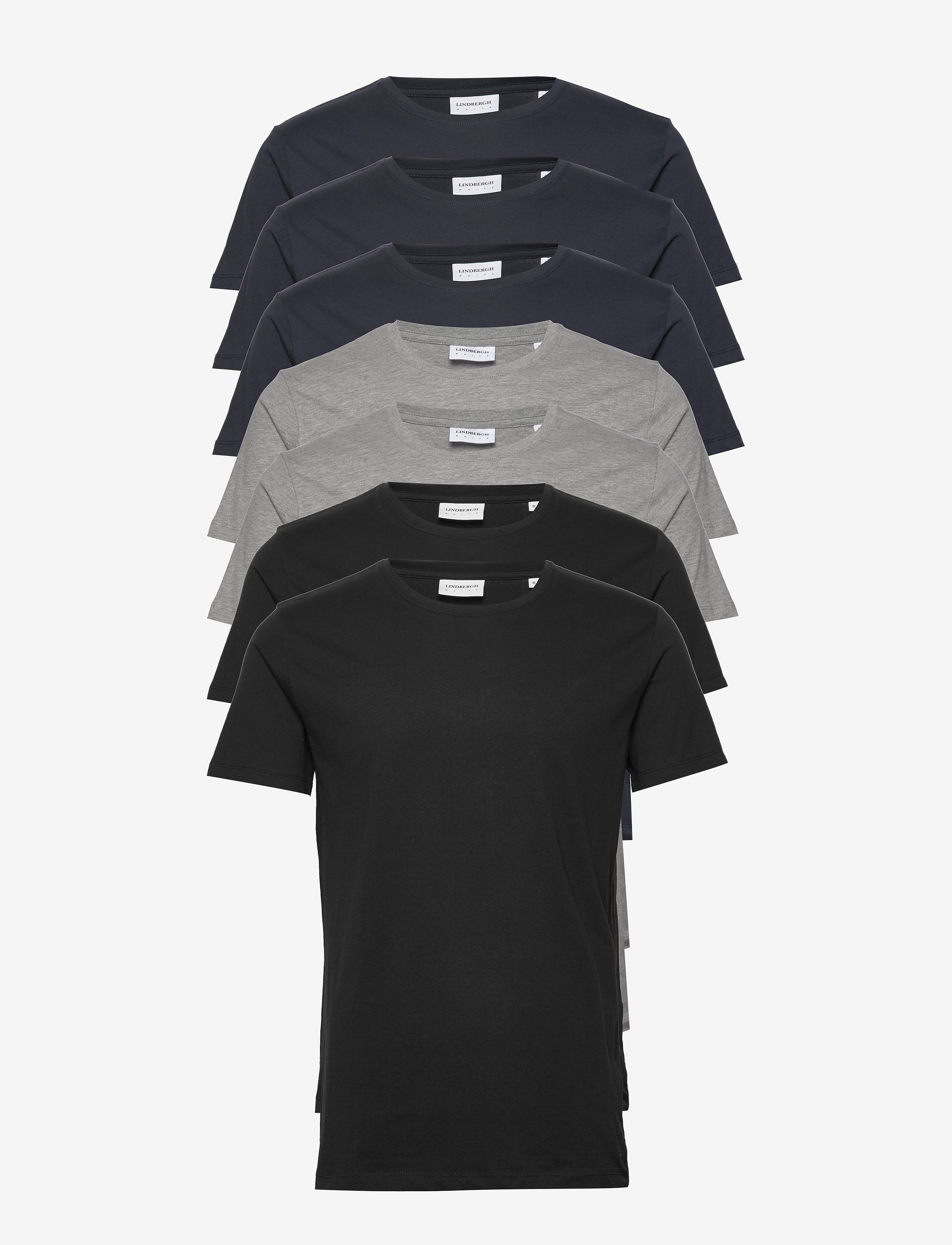 Lindbergh Basic o-neck tee S/S 7 pack - T-shirts - BL-GR-NA / undefined