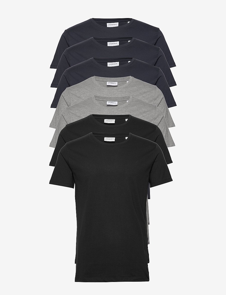 Lindbergh - Basic o-neck tee S/S 7 pack - t-shirts im multipack - bl-gr-na - 1