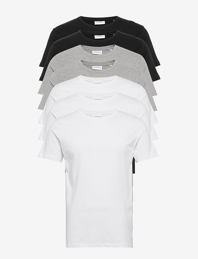 Lindbergh - Basic o-neck tee S/S 7 pack - t-särkide multipakk - wh-bl-gr - 0
