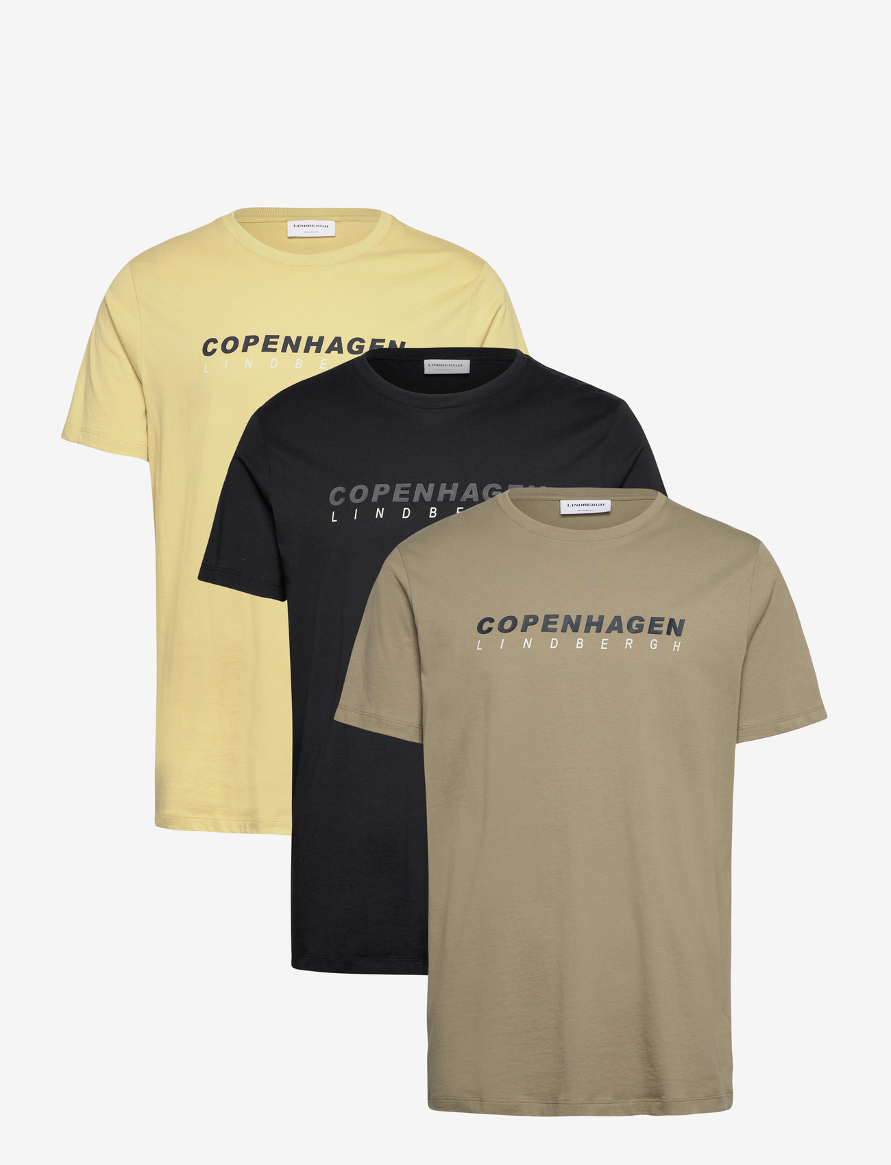 Lindbergh - 3 pack CPH tee S/S - multipack t-shirts - bl-lg-dg - 0