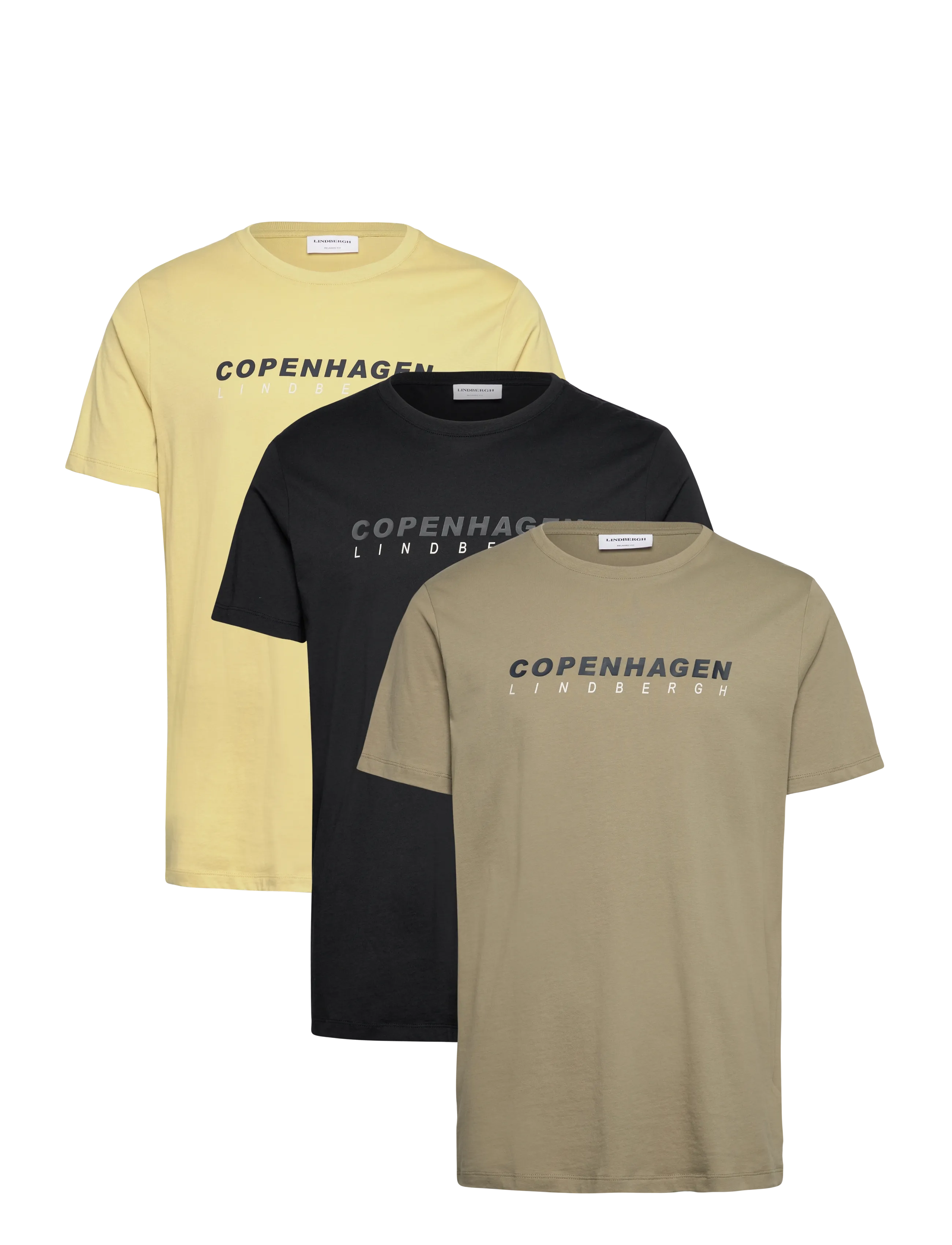 Lindbergh 3 pack CPH tee S/S - T-Shirts - BL-LG-DG / multi