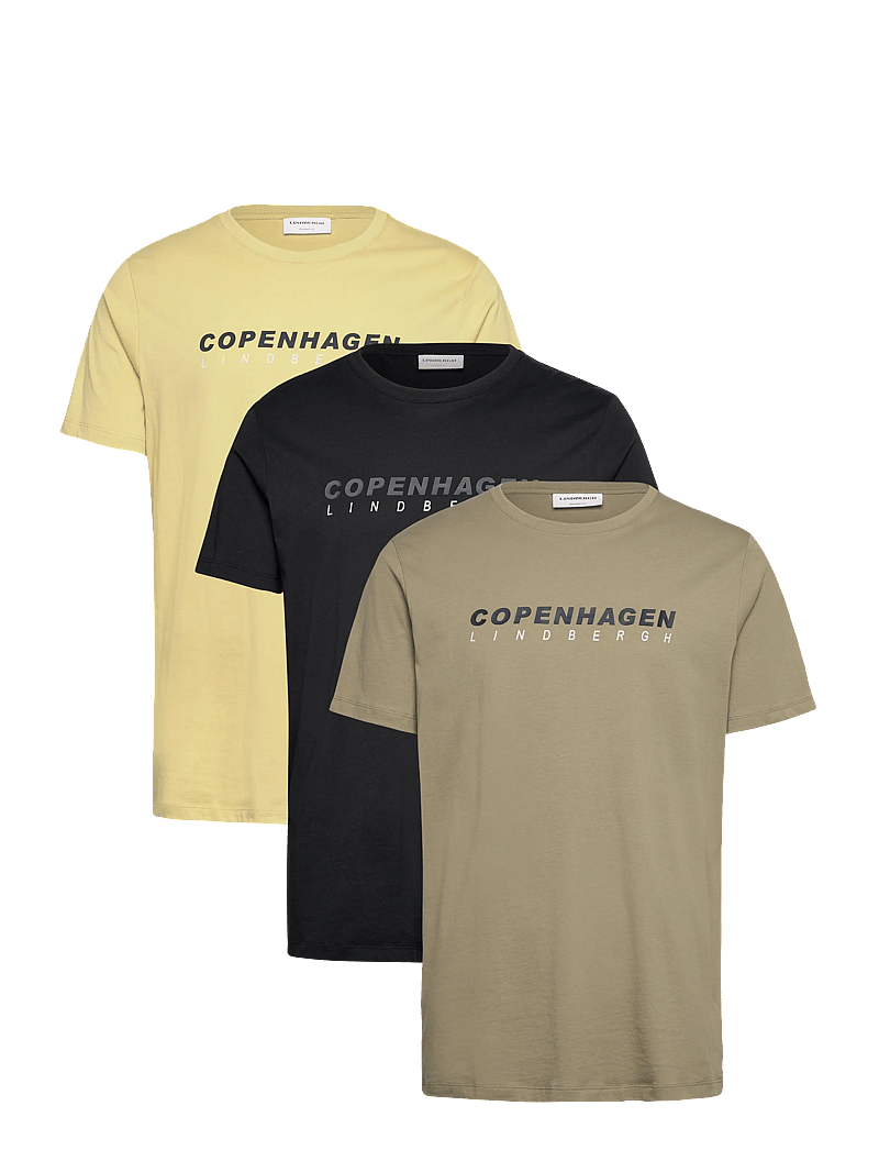 Lindbergh - 3 pack CPH tee S/S - multipack t-shirts - bl-lg-dg - 0