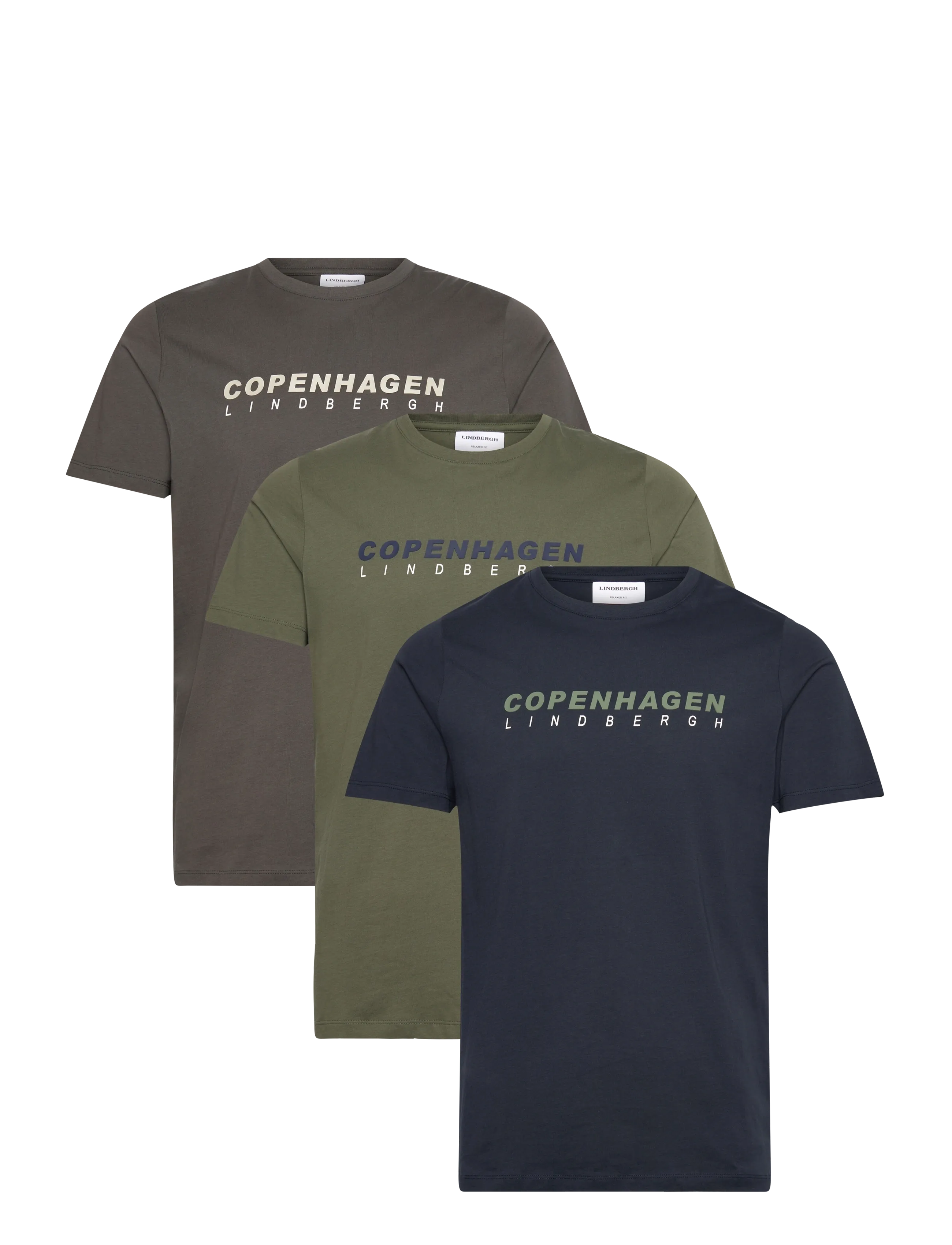 Lindbergh 3 pack CPH tee S/S - Multipack t-shirts - NA-DG-AR / multi