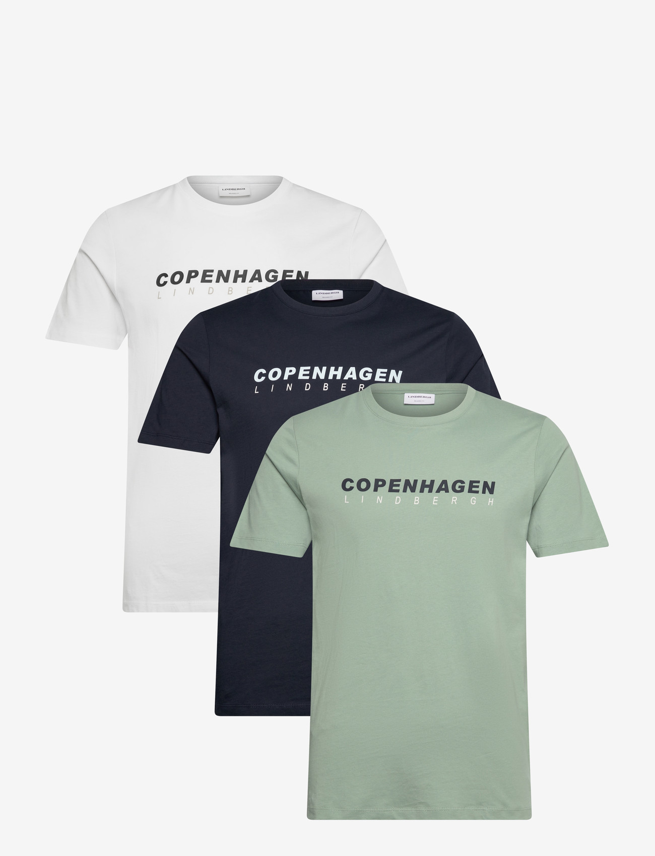 Lindbergh - 3 pack CPH tee S/S - kurzärmelige - nb-wh-sg - 0