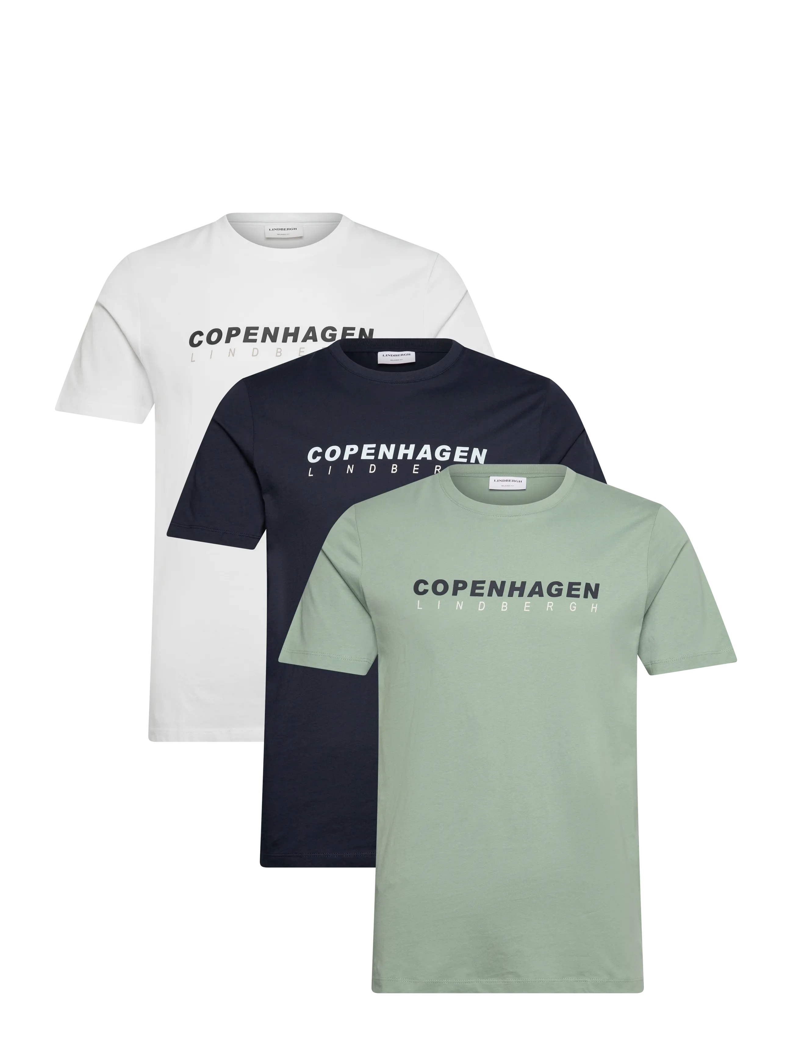 Lindbergh 3 pack CPH tee S/S - T-Shirts im Multipack - NB-WH-SG / multi
