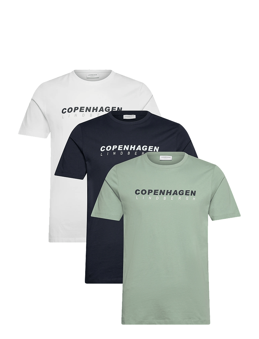 Lindbergh - 3 pack CPH tee S/S - multipack t-shirts - nb-wh-sg - 0