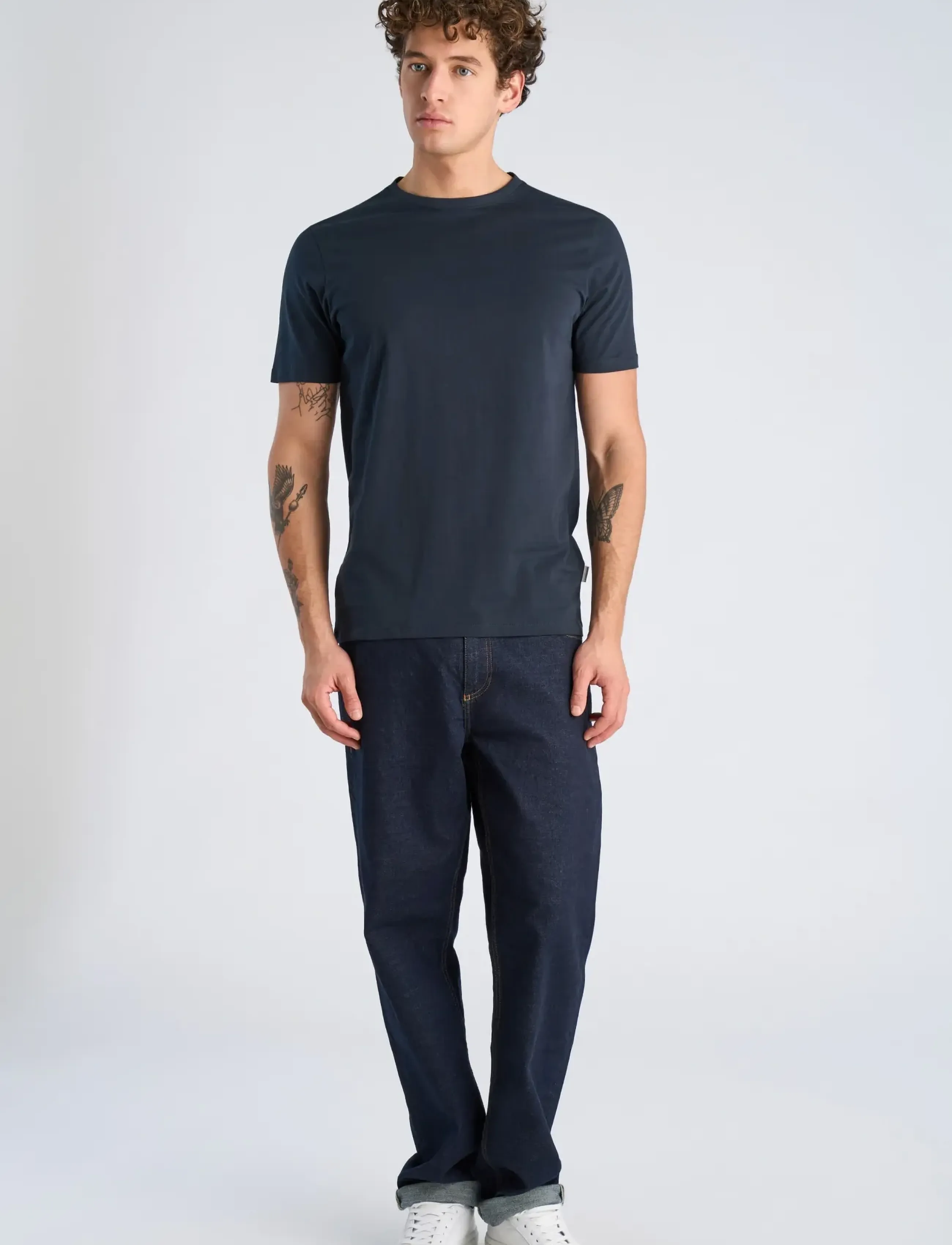 Lindbergh Basic O-Neck Tee S/S, M, Navy, T-Shirts > Kortærmede, Herre