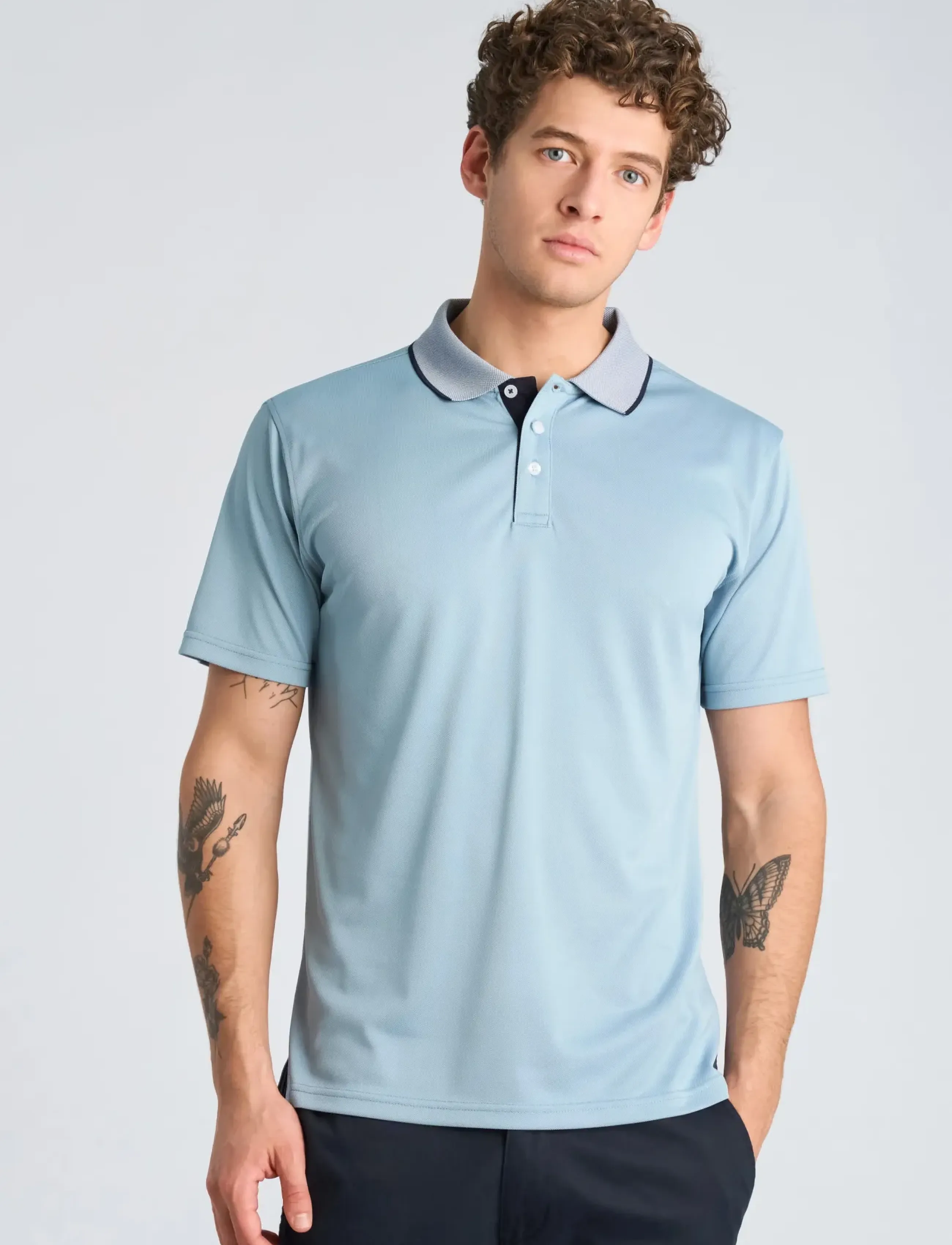 Lindbergh - Fast dry polo - kortærmede poloer - blue grey - 3