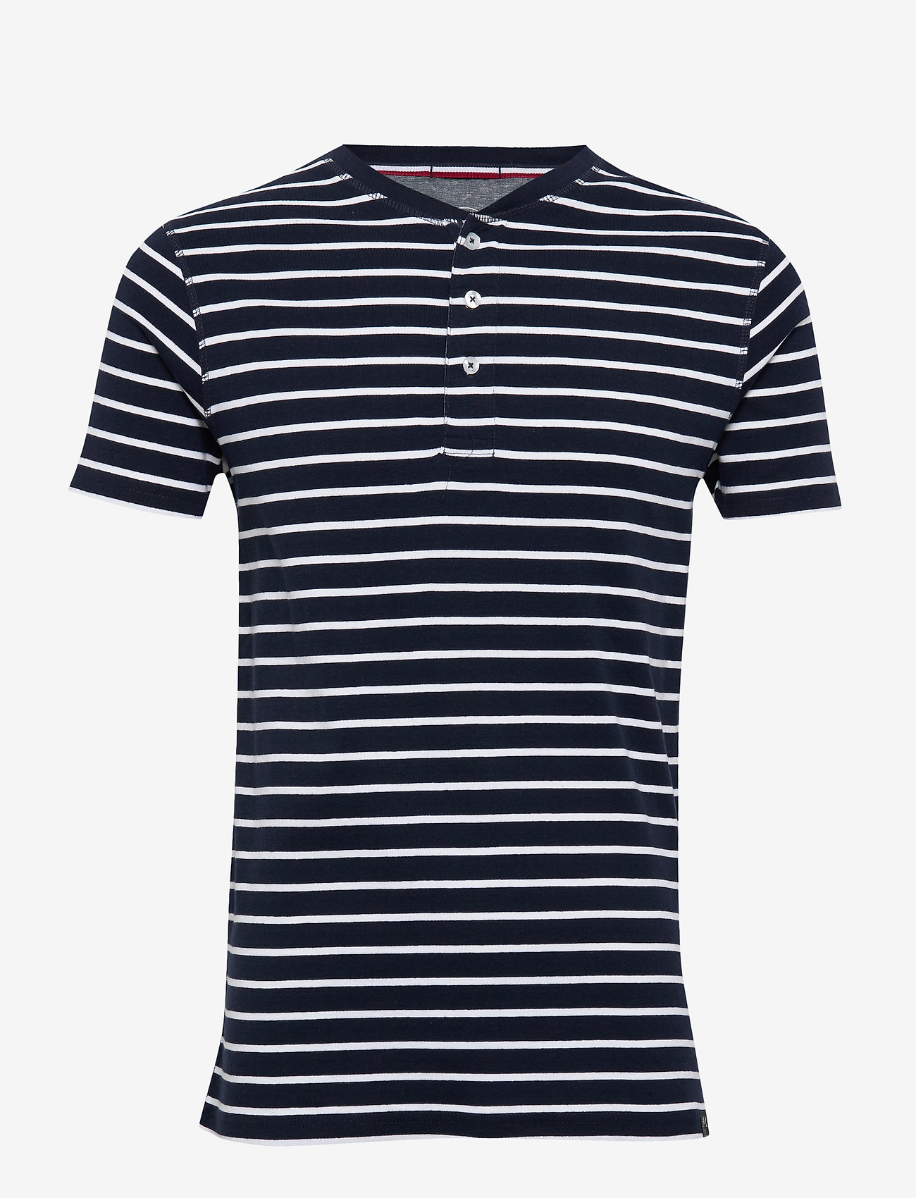 Lindbergh - Striped rib granddad S/S - dk blue - 0