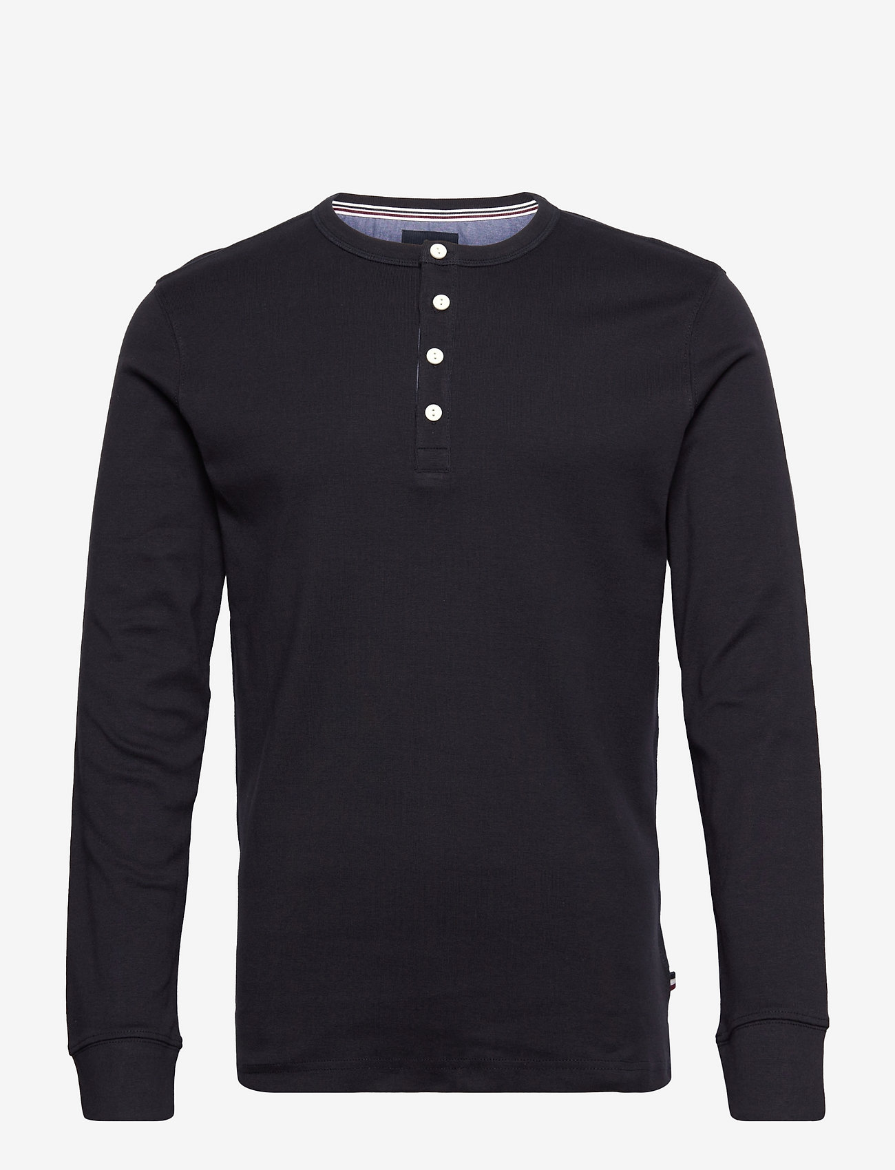 Lindbergh - Solid gradad w contrast fabric L/S - long-sleeved t-shirts - black - 1