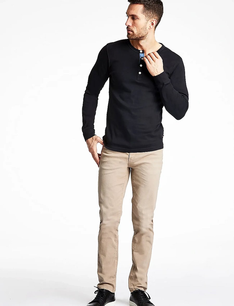 Lindbergh - Solid gradad w contrast fabric L/S - long-sleeved t-shirts - black - 3