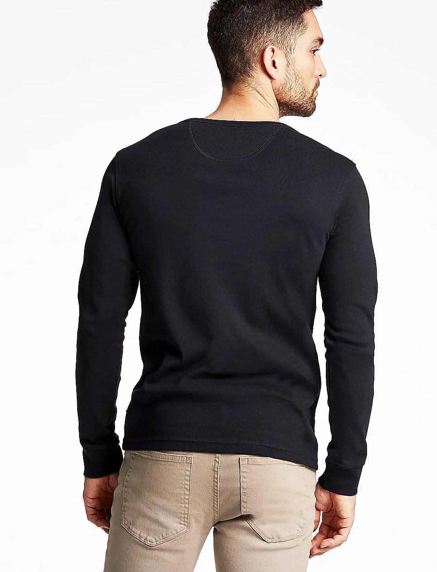 Lindbergh - Solid gradad w contrast fabric L/S - long-sleeved t-shirts - black - 4