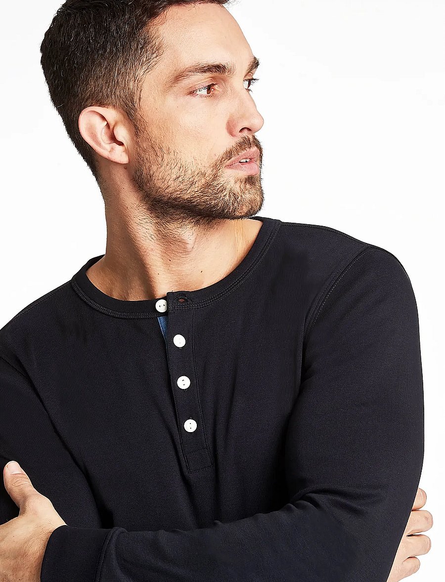 Lindbergh - Solid gradad w contrast fabric L/S - long-sleeved t-shirts - black - 5