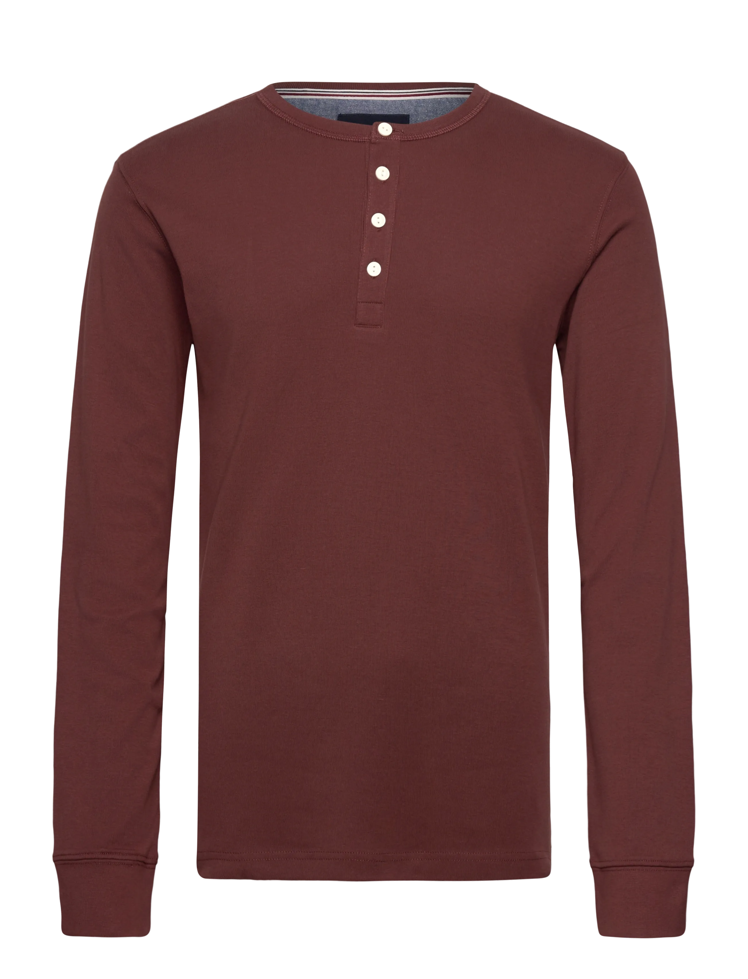 Lindbergh Solid gradad w contrast fabric L/S - T-Shirts - DEEP BURGUNDY / burgundy