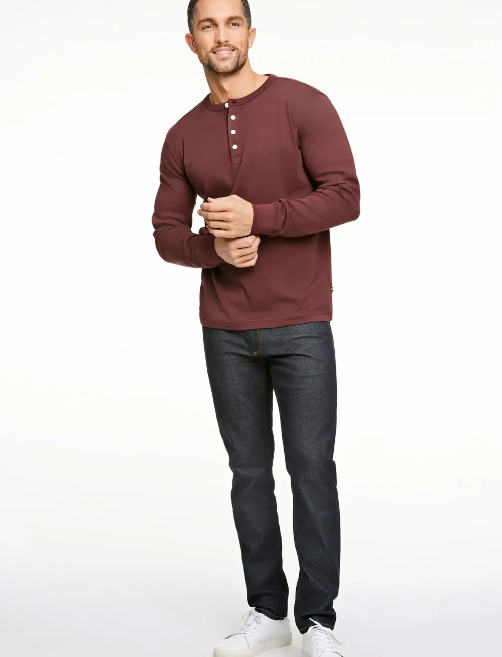 Lindbergh - Solid granddad L/S - długi rękaw - deep burgundy - 0