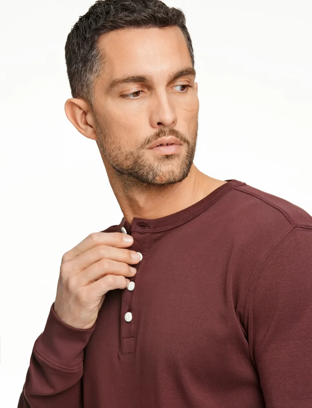Lindbergh - Solid granddad L/S - długi rękaw - deep burgundy - 3