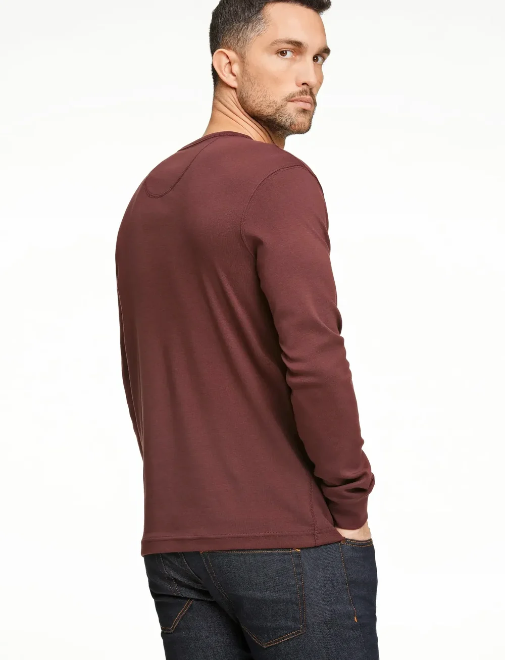 Lindbergh - Solid granddad L/S - długi rękaw - deep burgundy - 4