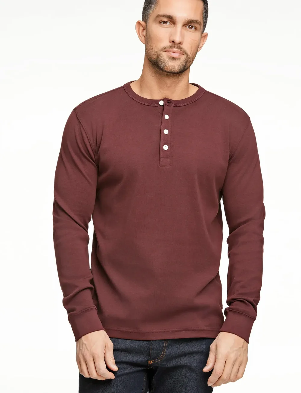Lindbergh - Solid granddad L/S - długi rękaw - deep burgundy - 5