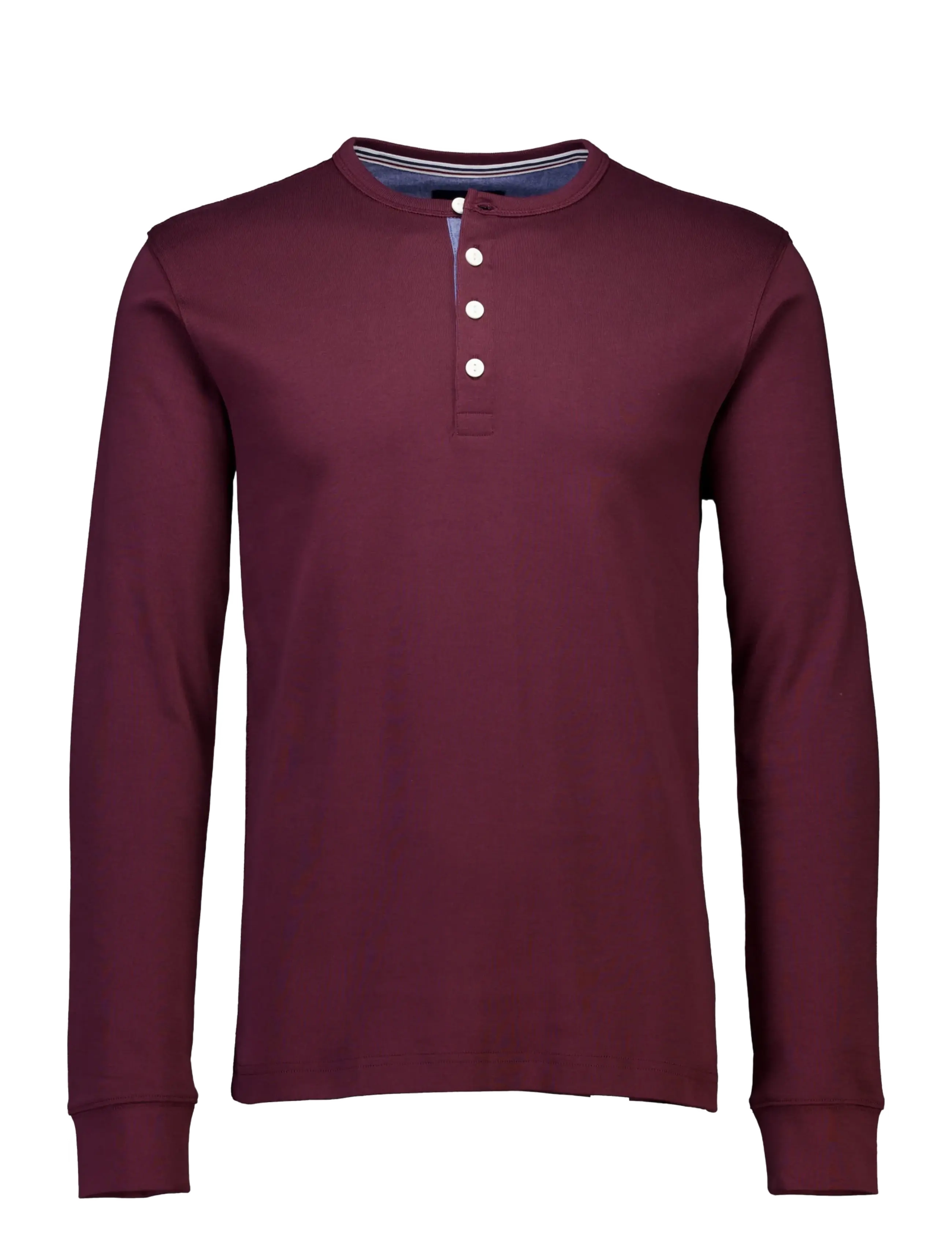 Lindbergh - Solid gradad w contrast fabric L/S - long-sleeved t-shirts - dk bordeaux - 1