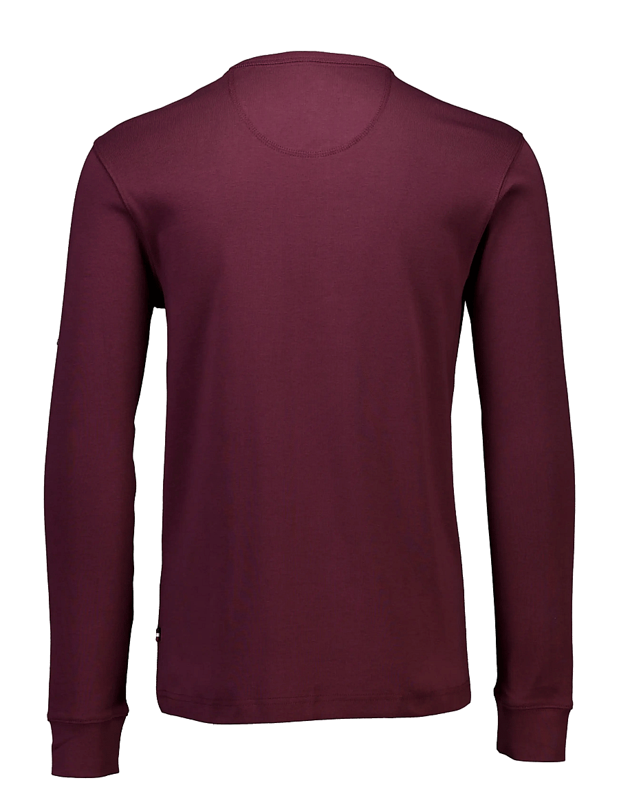 Lindbergh - Solid gradad w contrast fabric L/S - long-sleeved t-shirts - dk bordeaux - 2