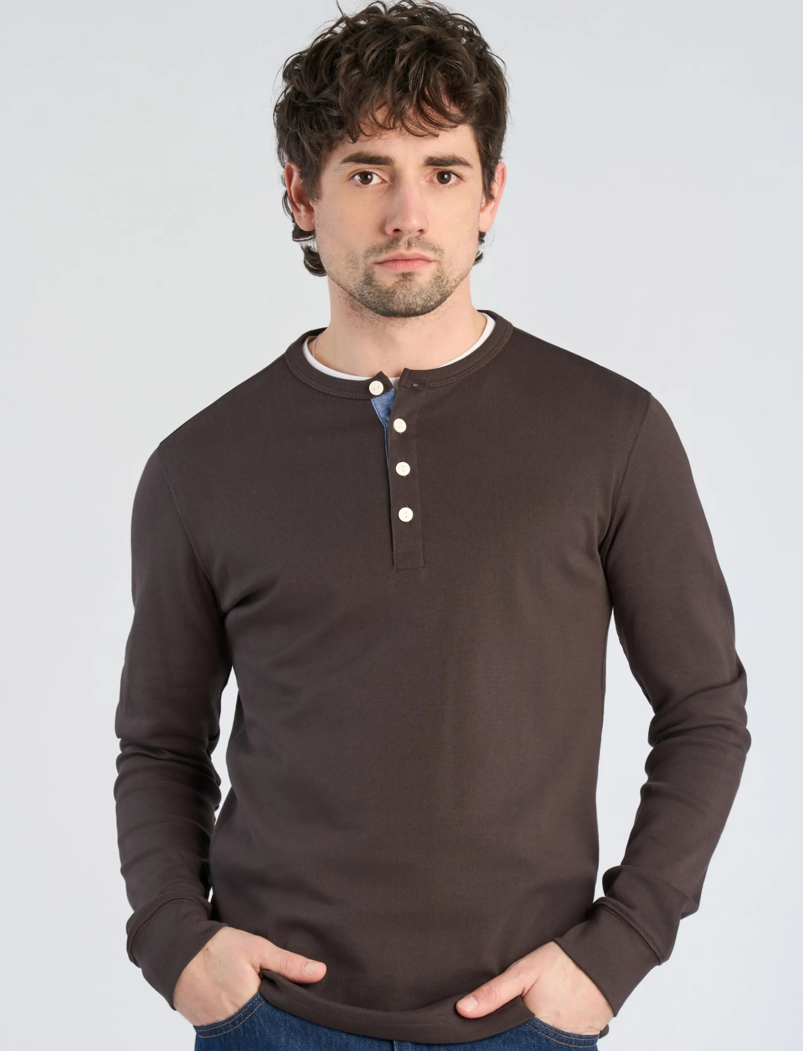Lindbergh Solid Gradad W Contrast Fabric L/S långärmade t-shirts herr – bild 2