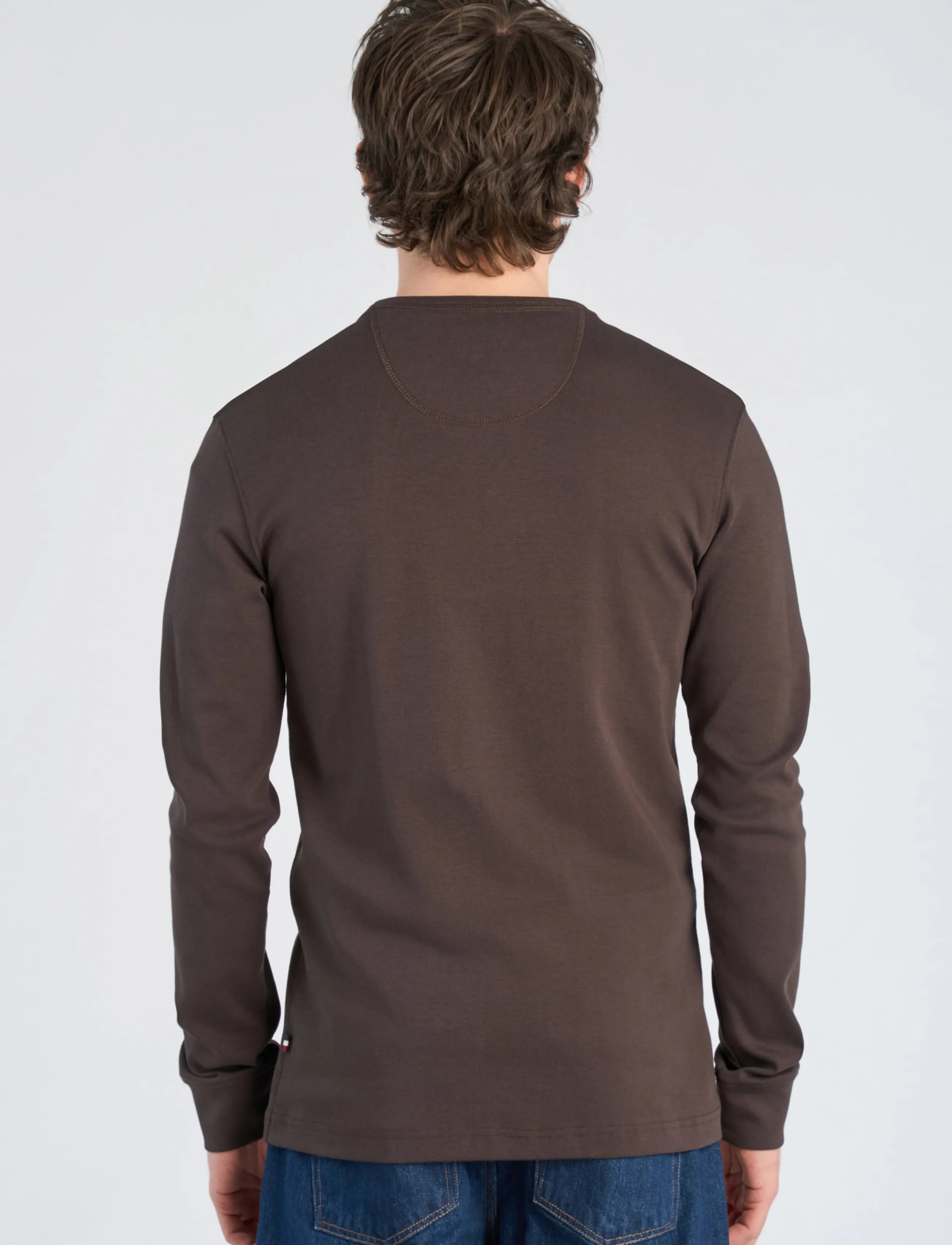 Lindbergh Solid Gradad W Contrast Fabric L/S långärmade t-shirts herr – bild 3