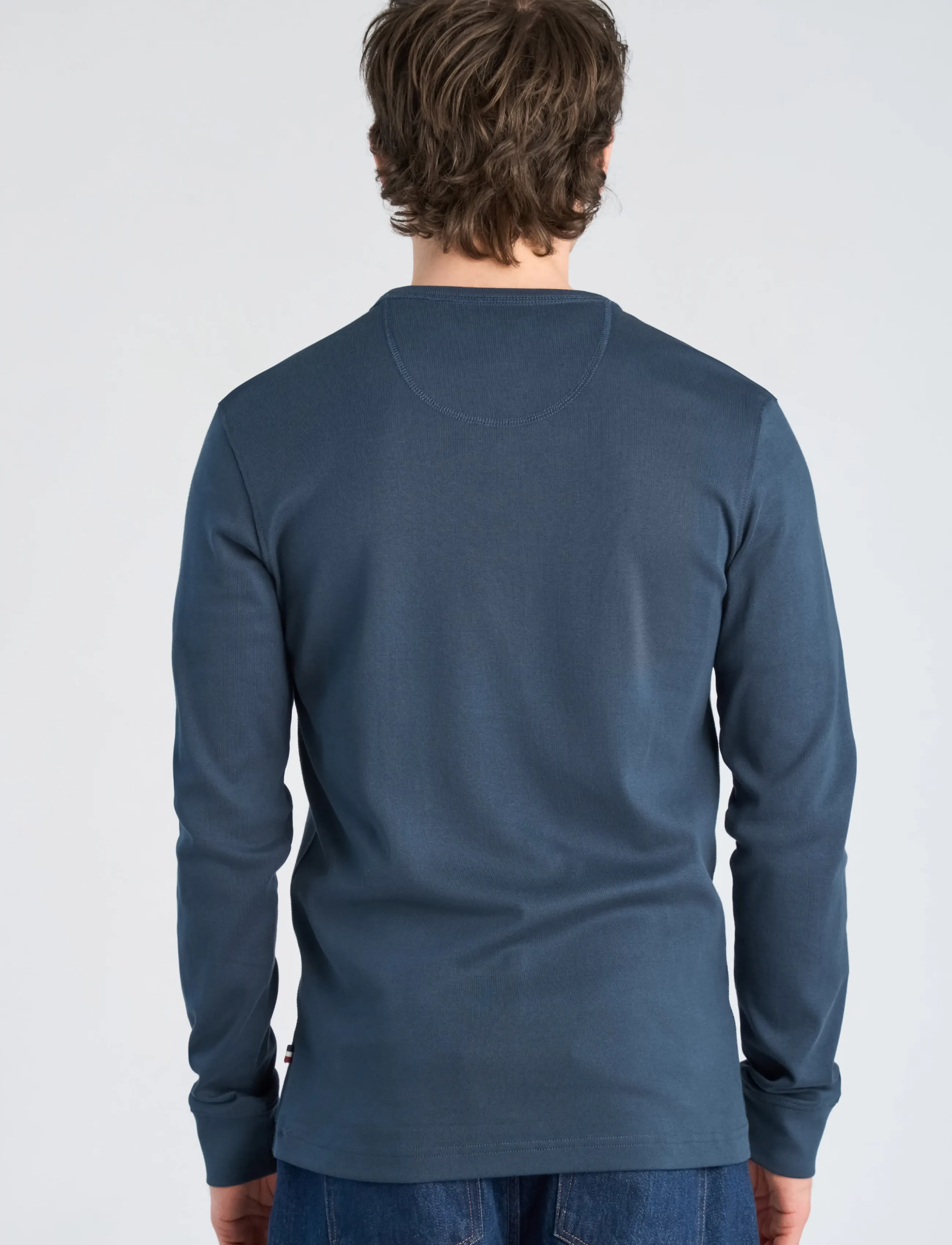 Lindbergh Solid Gradad W Contrast Fabric L/S långärmade t-shirts herr – bild 3