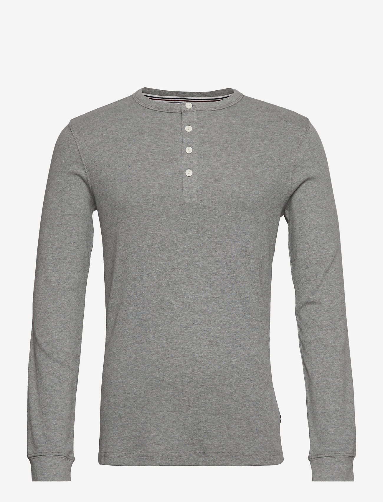 Lindbergh - Solid gradad w contrast fabric L/S - basic t-shirts - grey mel - 0
